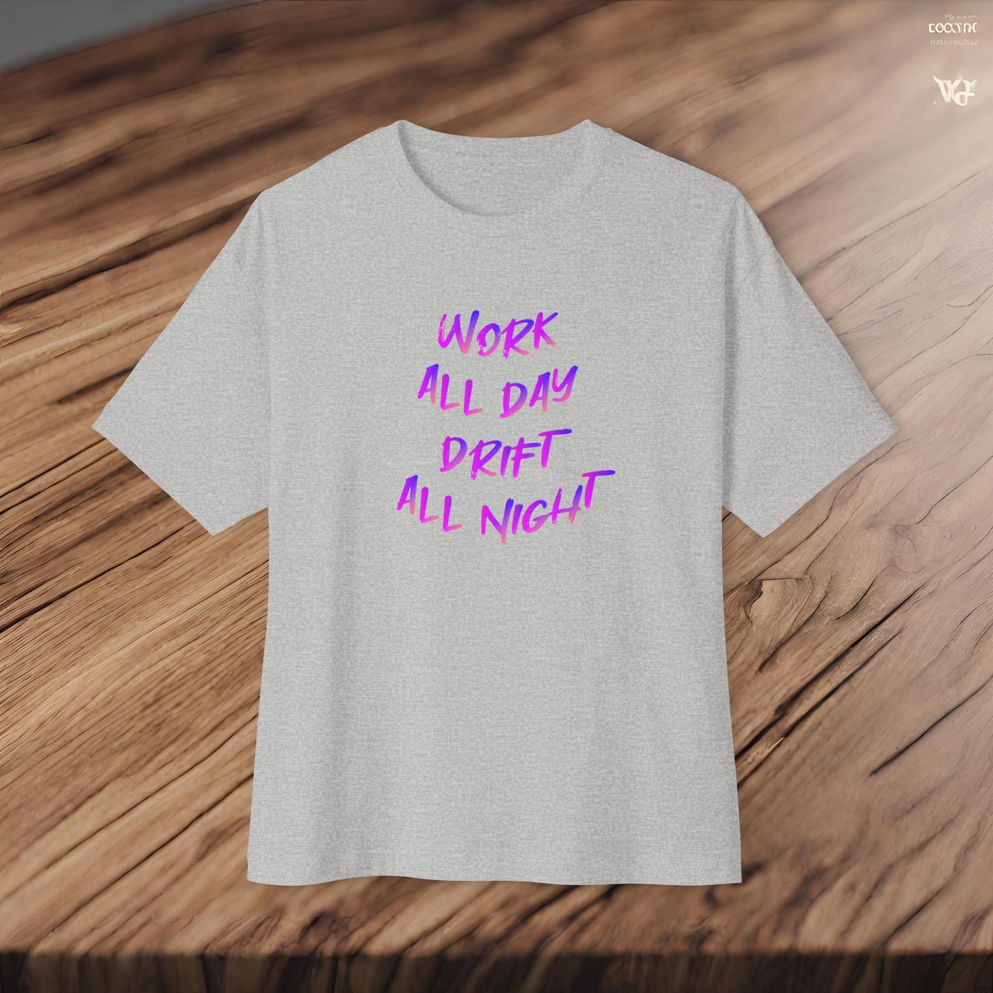 Work All Day, Drift All Night-Premium, Ultra Soft Unisex Oversized Boxy Tee Printify by The Night Shift Automotive Apparel