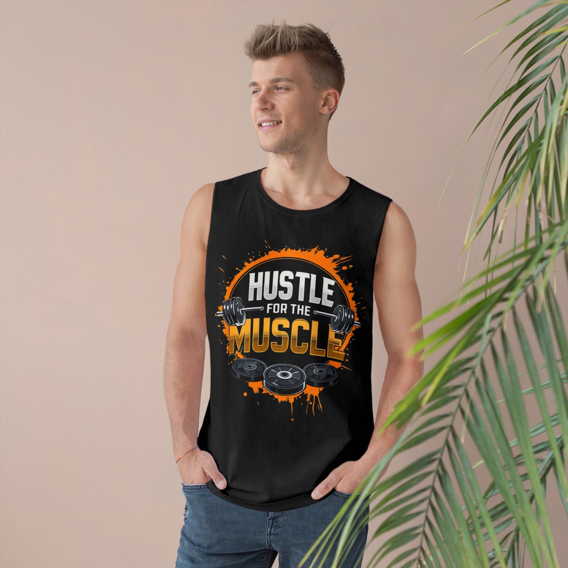 Hustle For The Muscle - Premium Unisex Barnard Tank Top Printify by The Night Shift Automotive Apparel