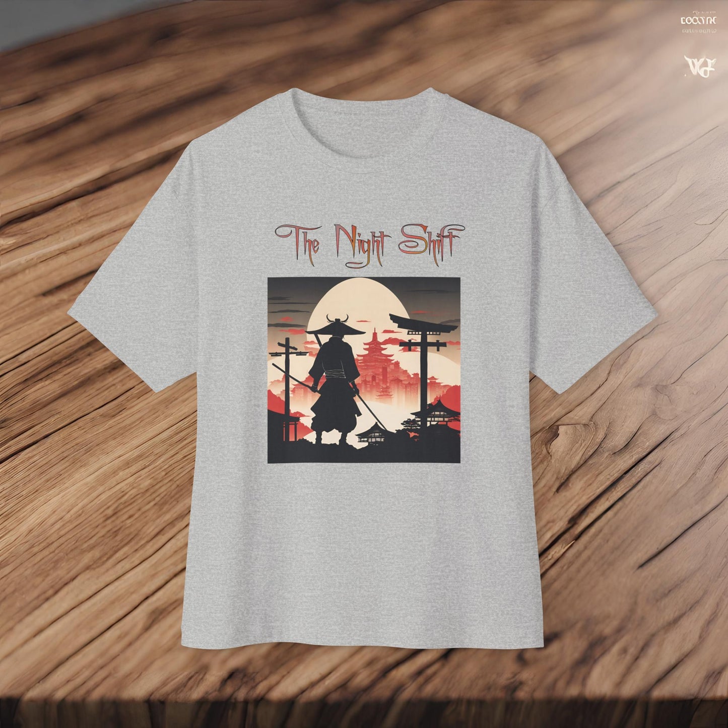 Samurai Full Moon Silhouette-Premium, Ultra Soft Unisex Oversized Boxy Tee Printify by The Night Shift Automotive Apparel