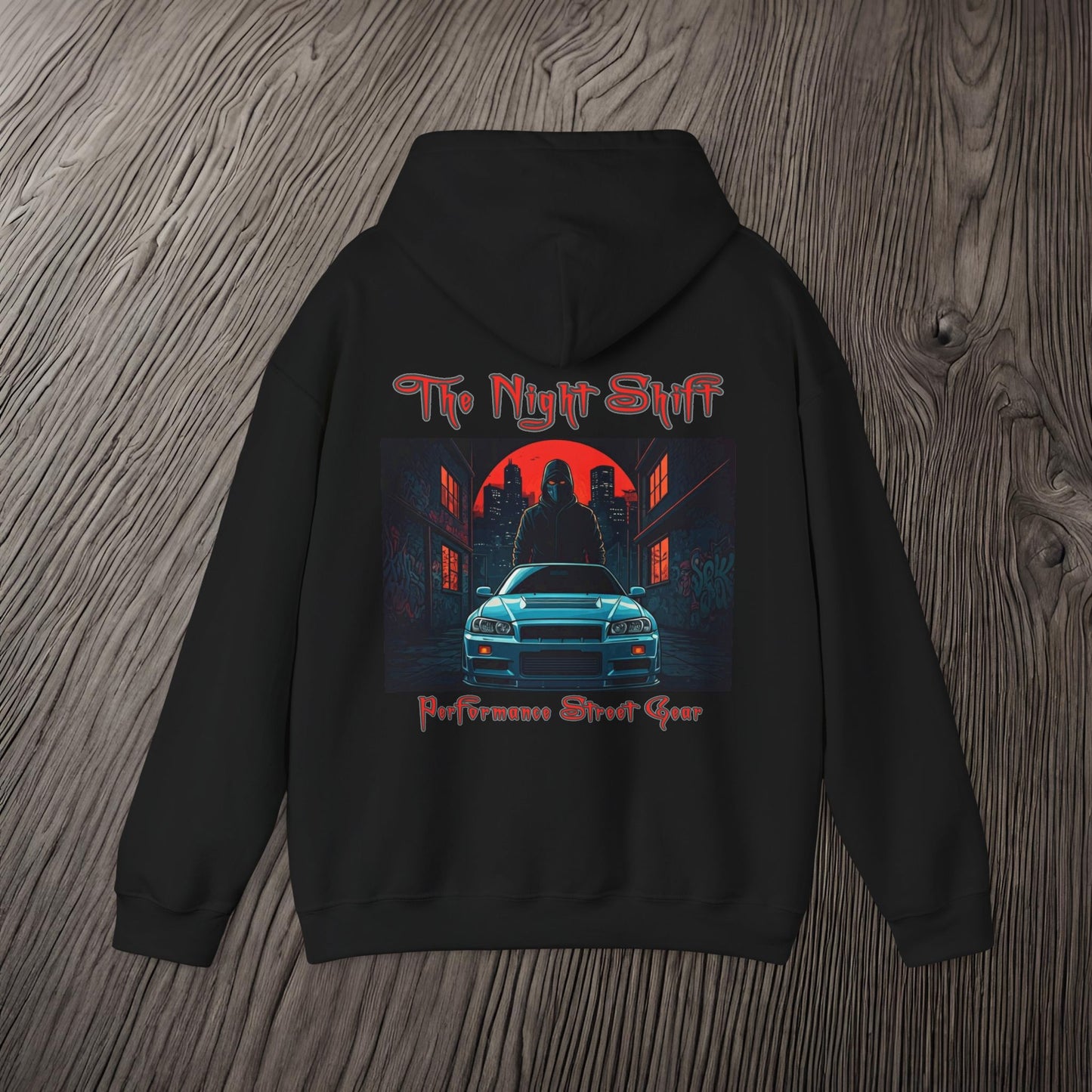 Nissan Skyline R34 GTR Masked Up-Ultra Soft, Premium Hoodie Printify by The Night Shift Automotive Apparel