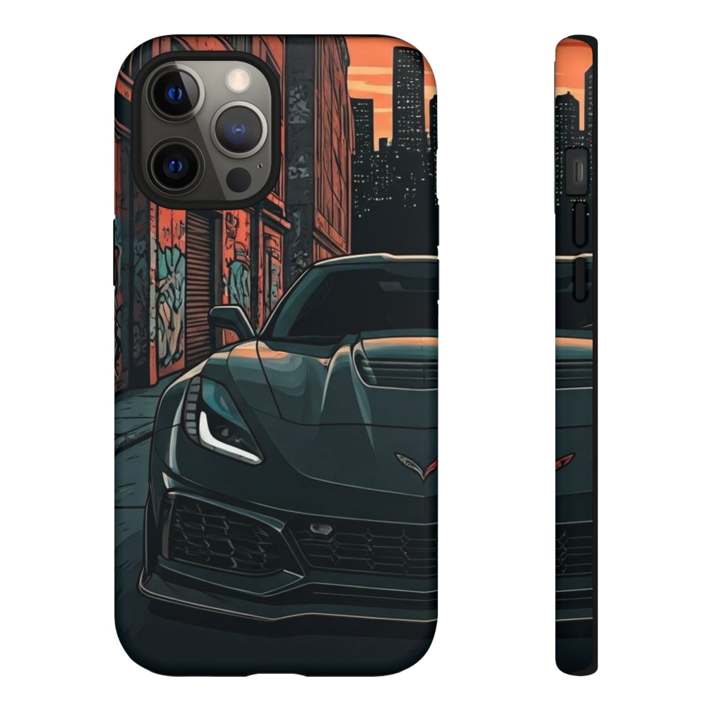 Chevy Corvette C7 Street Life-Dual Layer Ultra Tough Phone Case iPhone 12 Pro Max Matte Printify by The Night Shift Automotive Apparel
