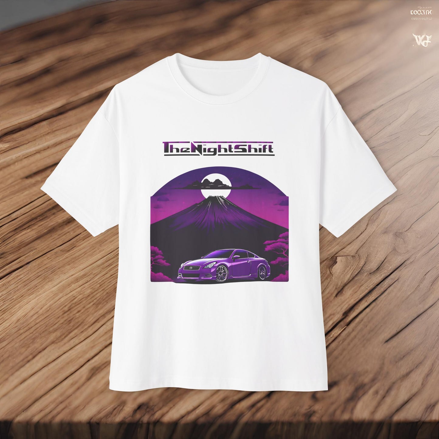 Infiniti G37 Coupe Mt Fuji-Premium, Ultra Soft, Unisex Oversized Boxy Tee Printify by The Night Shift Automotive Apparel