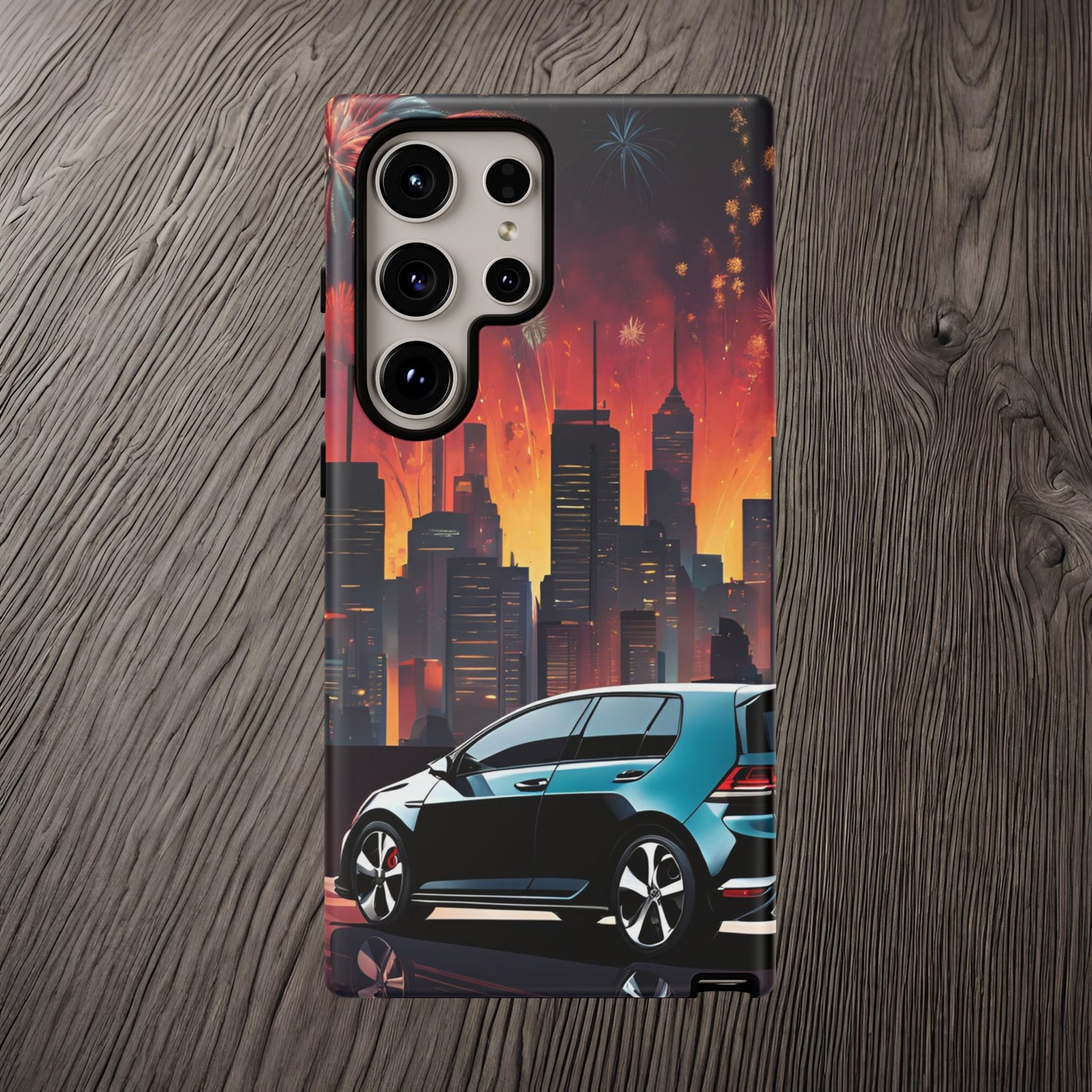 Volkswagon Golf GTI Fireworks-Dual Layer Ultra Tough Phone Case Samsung Galaxy S24 Ultra Matte Printify by The Night Shift Automotive Apparel