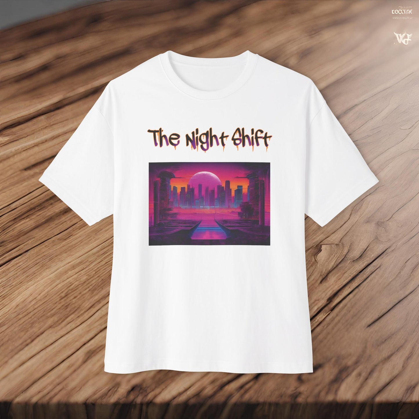 Moonlight City Synthwave-Premium, Ultra Soft Unisex Oversized Boxy Tee Printify by The Night Shift Automotive Apparel