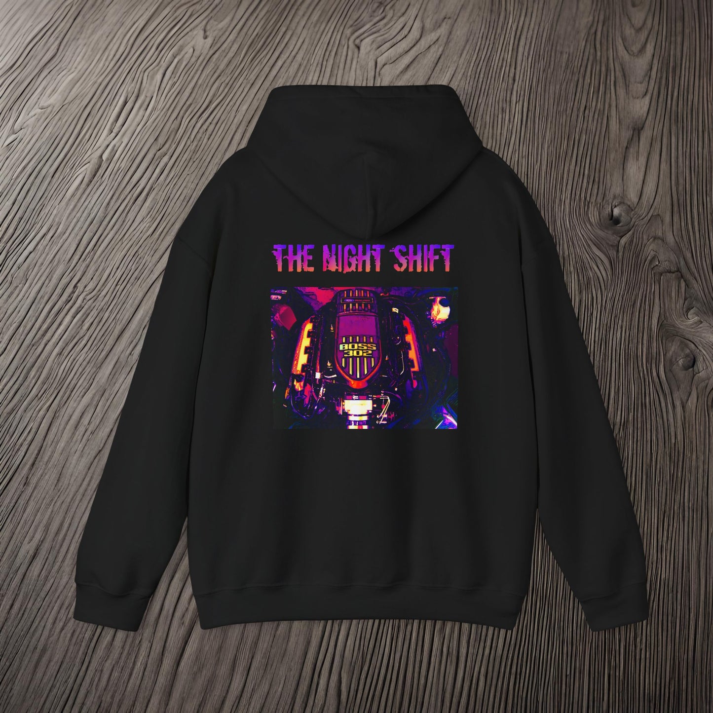 Boss 302 Coyote Synthwave-Premium, Ultra Soft Unisex Hoodie Printify by The Night Shift Automotive Apparel