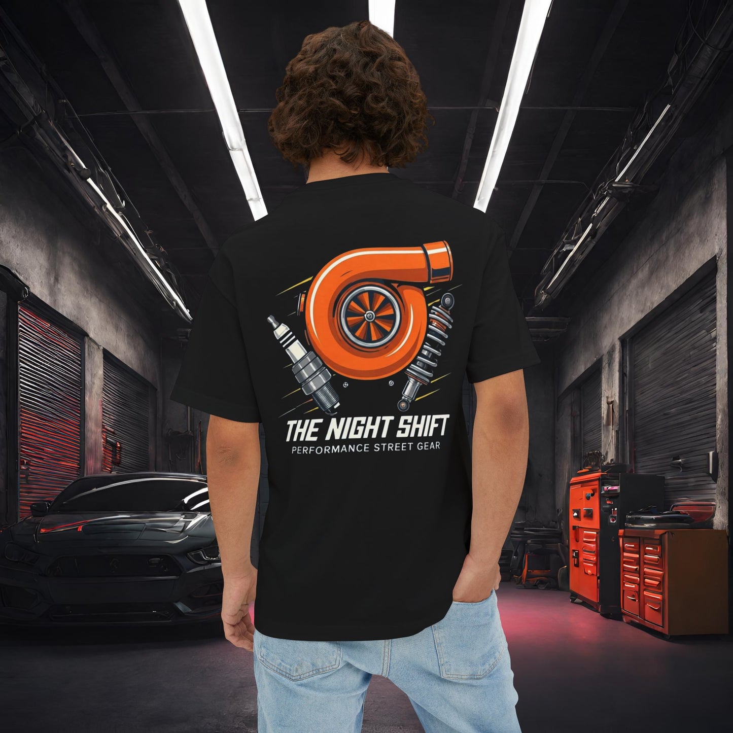 The Night Shift Essentials-Ultra Soft, Premium Unisex Oversized Boxy Tee Black Printify by The Night Shift Automotive Apparel