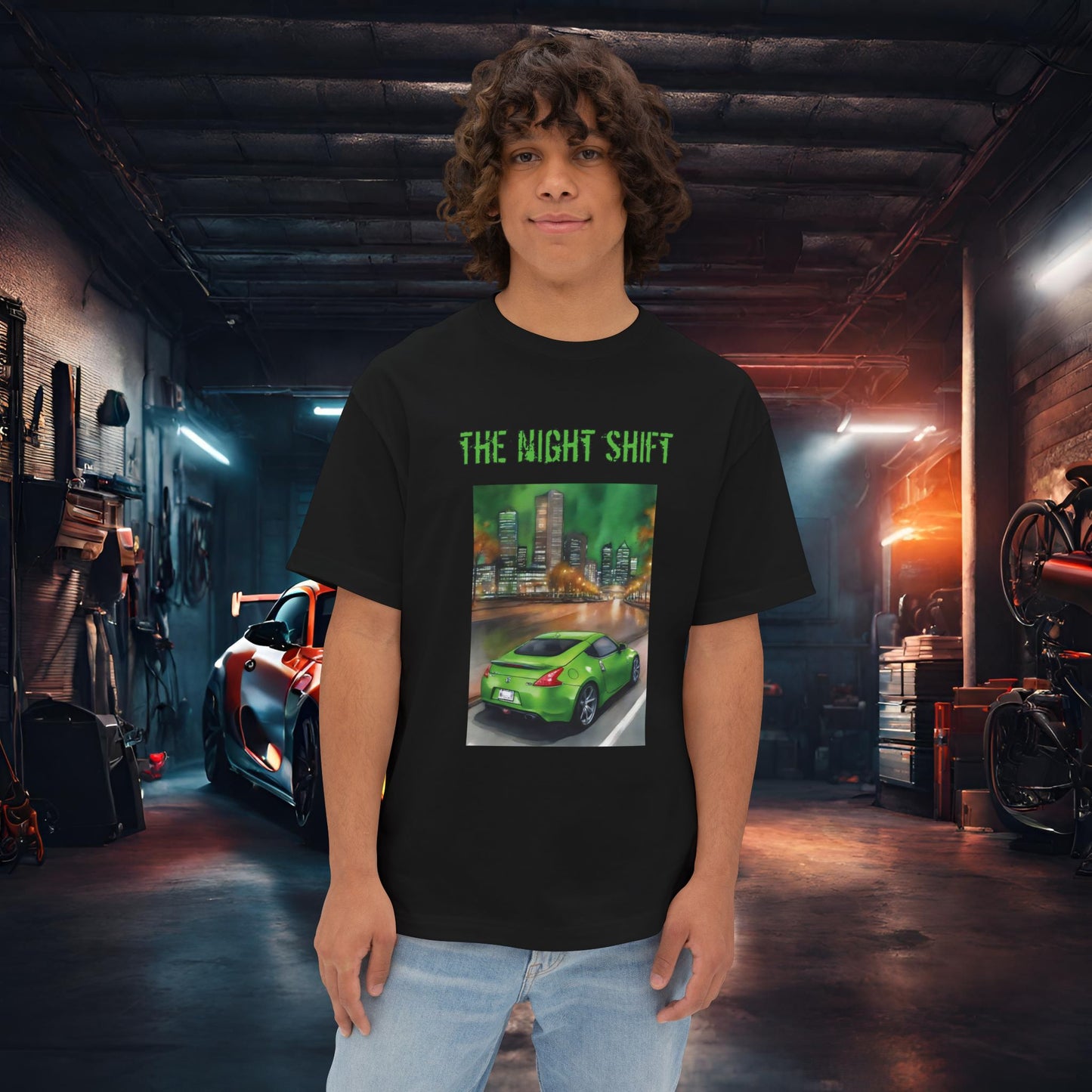 Nissan 370z-Premium, Ultra Soft Unisex Oversized Boxy Tee Black Printify by The Night Shift Automotive Apparel