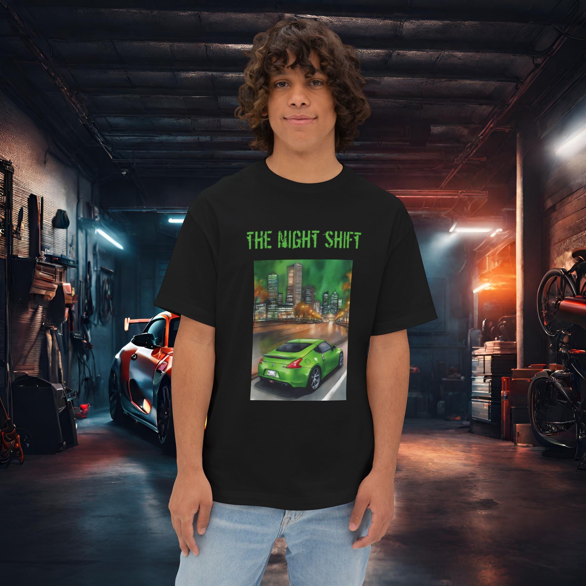 Nissan 370z-Premium, Ultra Soft Unisex Oversized Boxy Tee Black Printify by The Night Shift Automotive Apparel