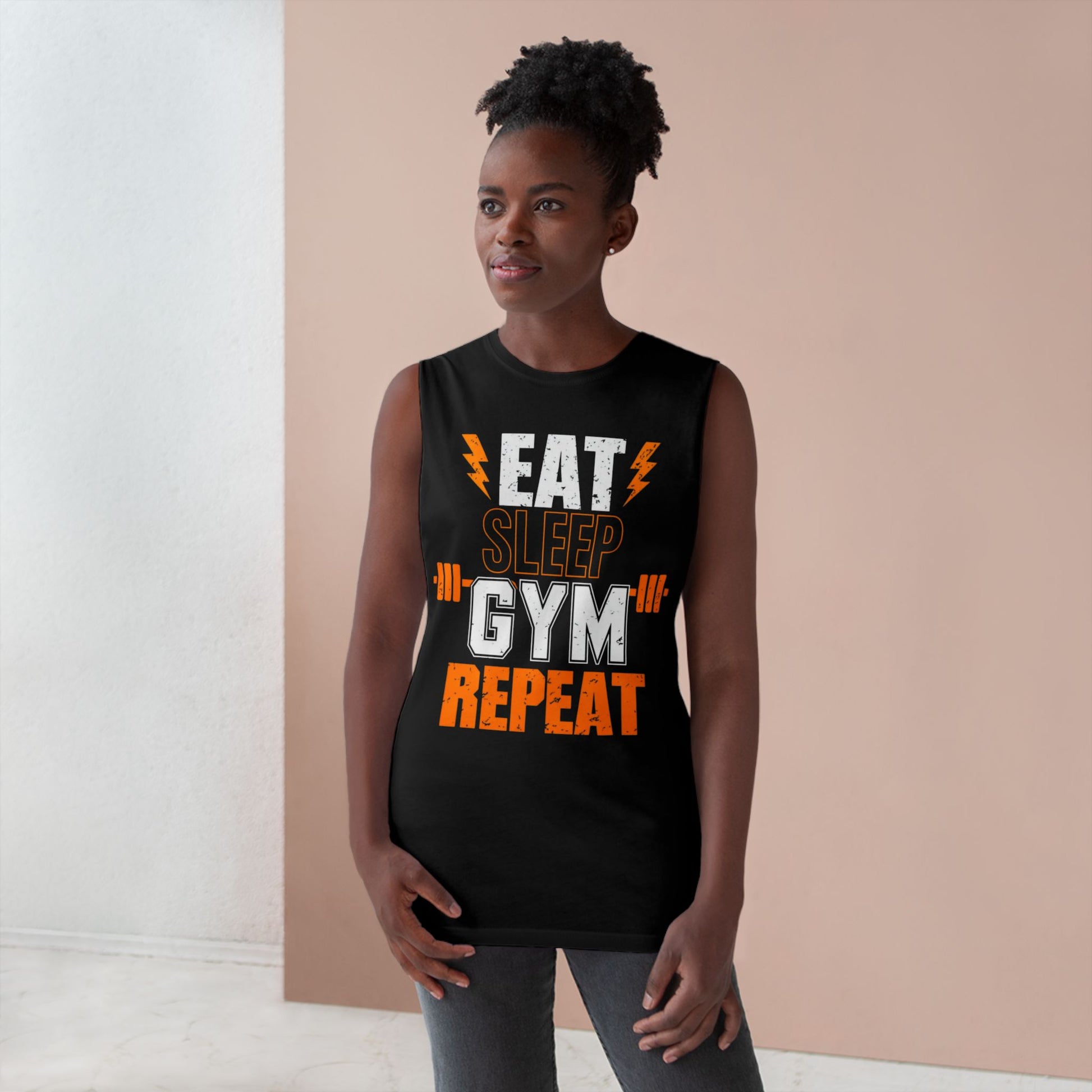 Eat, Sleep, Gym, Repeat - Premium Unisex Barnard Tank Top Printify by The Night Shift Automotive Apparel
