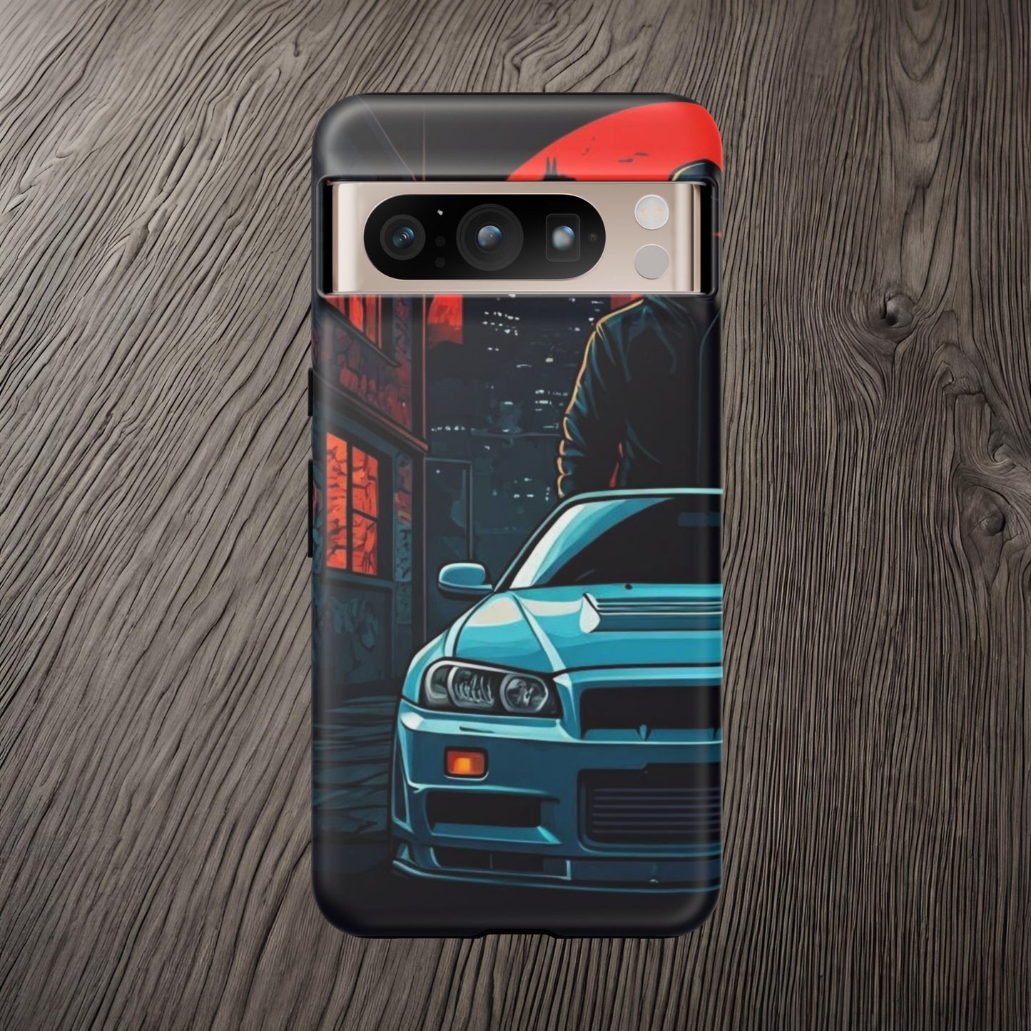 Nissan Skyline R34 Street Life-Dual Layer Ultra Tough Phone Case Google Pixel 8 Pro Matte Printify by The Night Shift Automotive Apparel