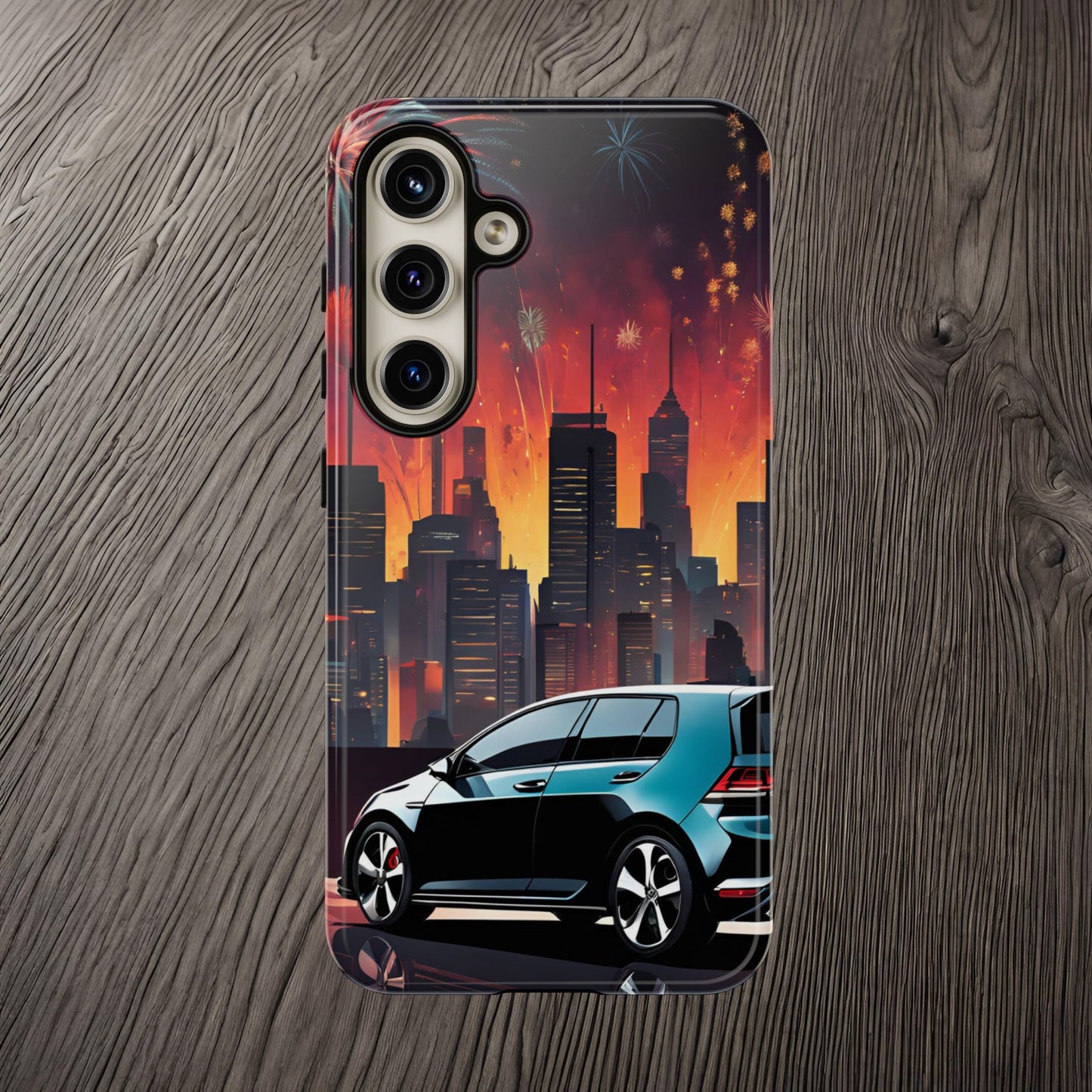 Volkswagon Golf GTI Fireworks-Dual Layer Ultra Tough Phone Case Samsung Galaxy S24 Glossy Printify by The Night Shift Automotive Apparel