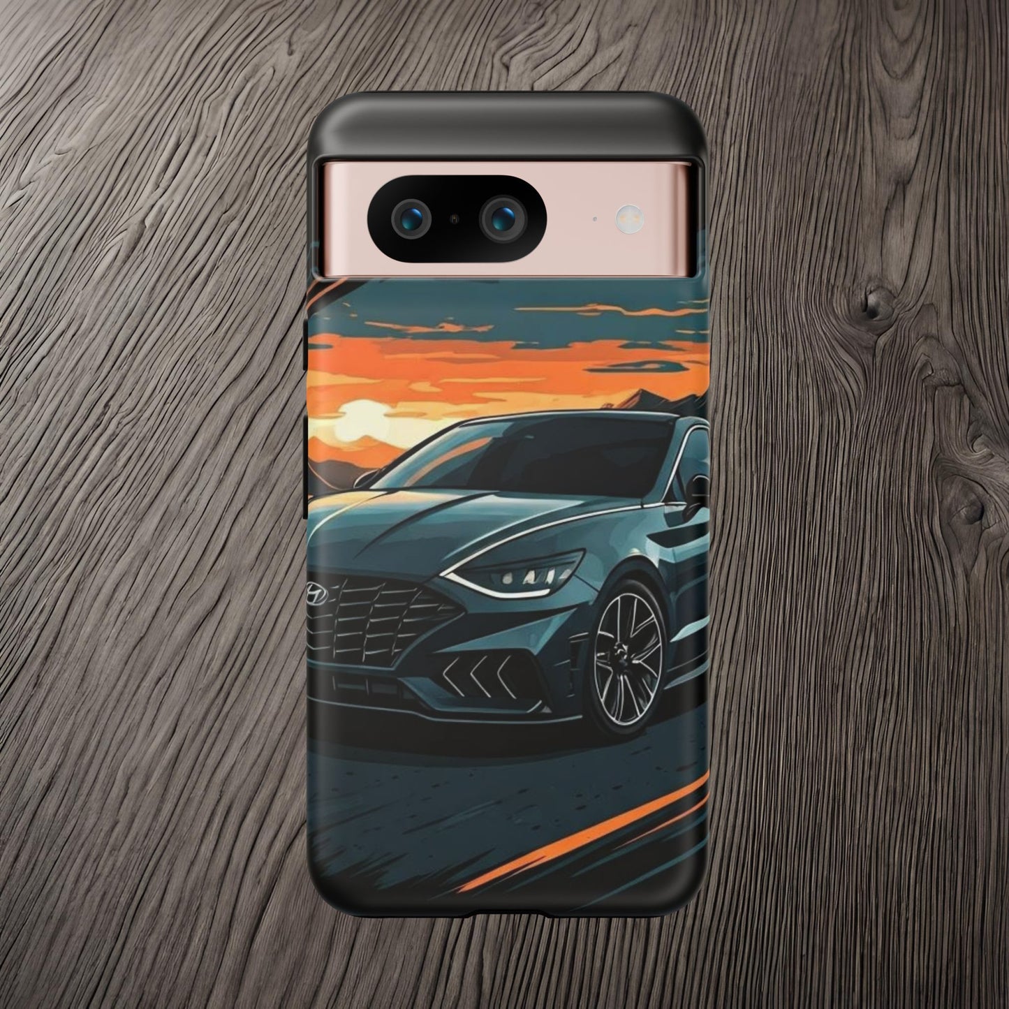 Hyundai Sonata-Sunset Drive-Dual Layer Ultra Tough Phone Case Google Pixel 8 Matte Printify by The Night Shift Automotive Apparel