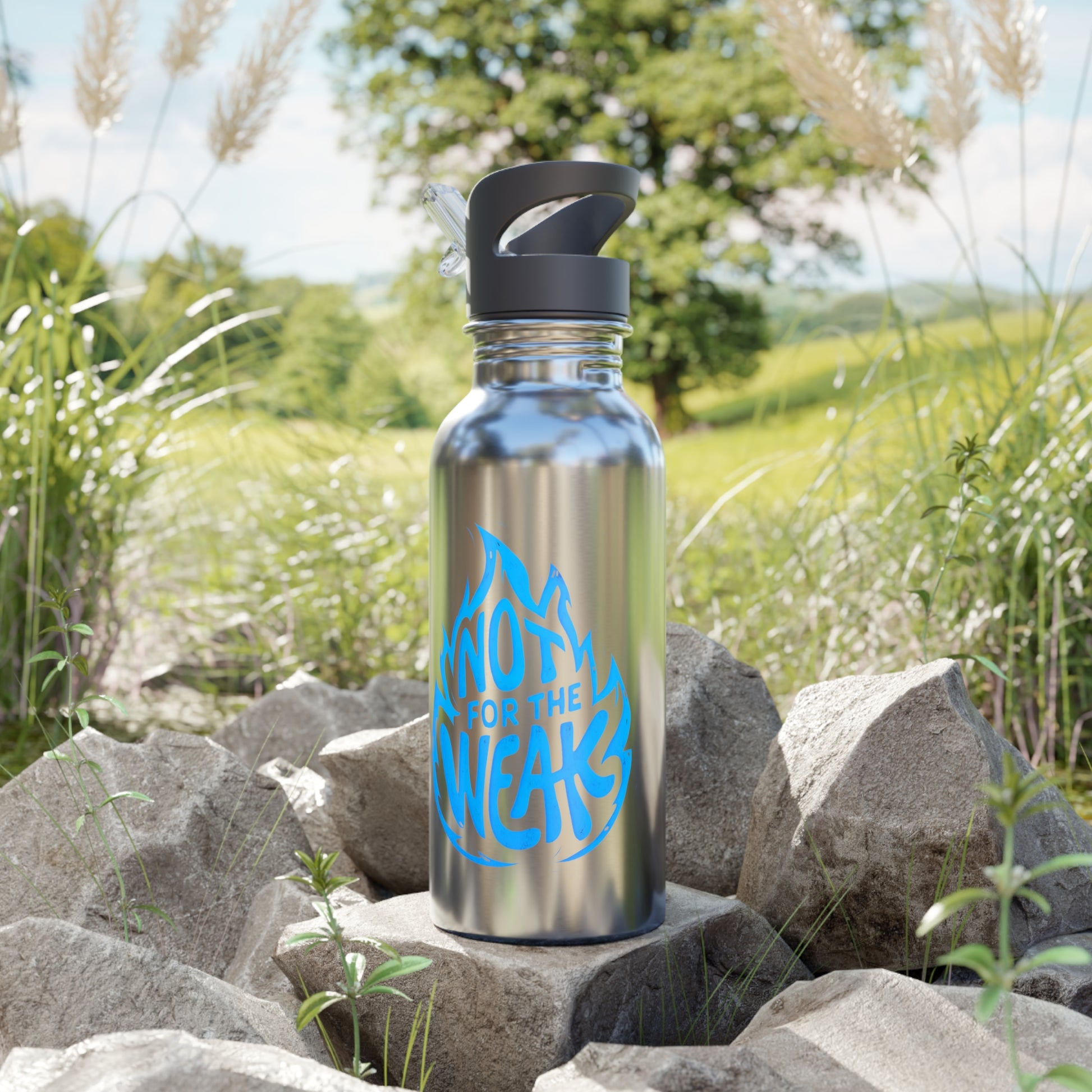 Stainless Steel Water Bottle With Straw, 20oz 20oz Silver Printify by The Night Shift Automotive Apparel