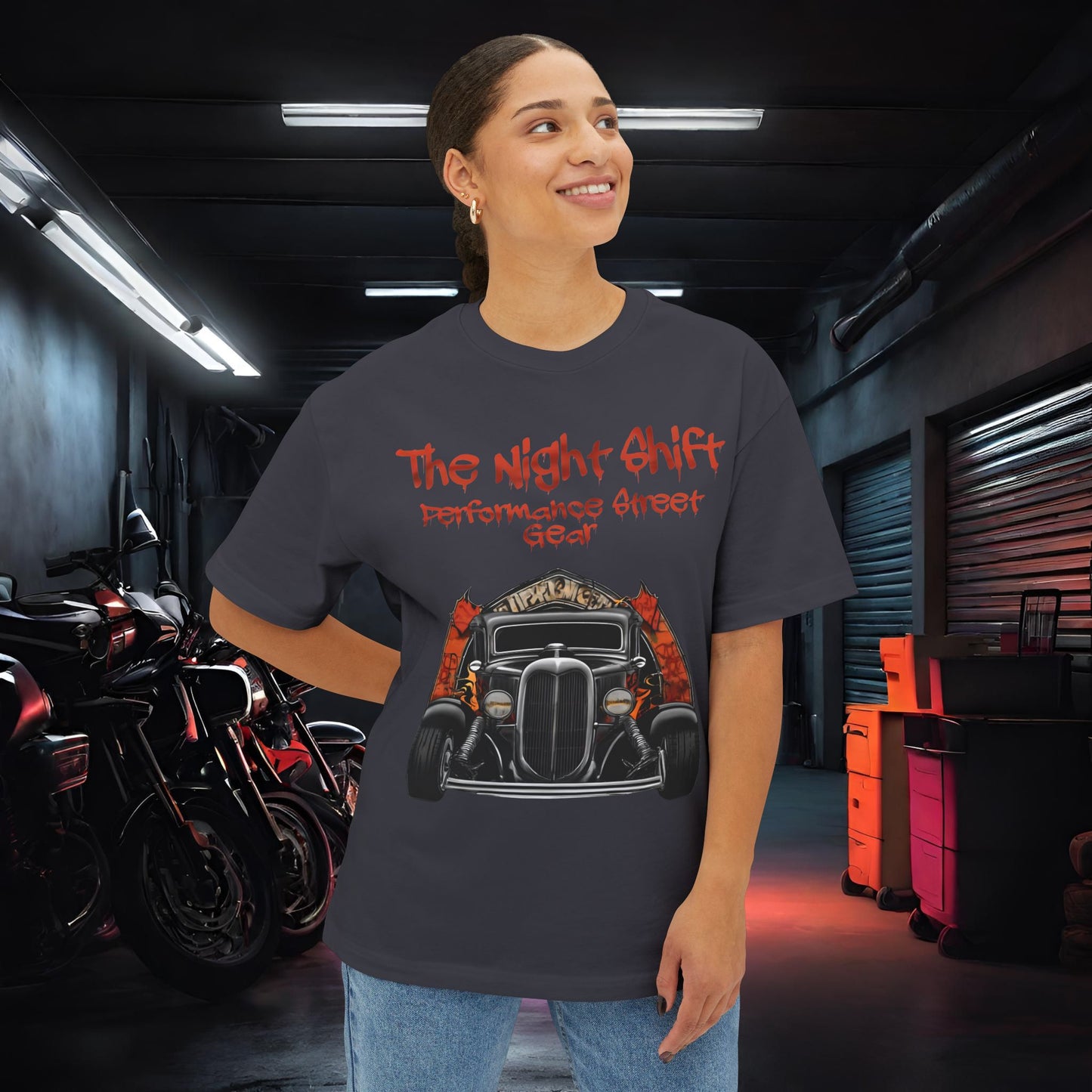 1930's Turtleback Coupe- Premium, Ultra Soft Unisex Oversized Boxy Tee Printify by The Night Shift Automotive Apparel