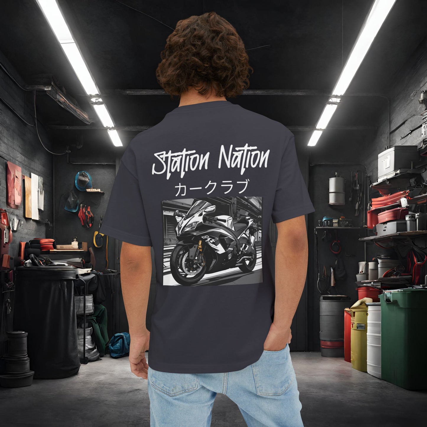 Station Nation-Premium, Ultra Soft Unisex Oversized Boxy Tee Printify by The Night Shift Automotive Apparel