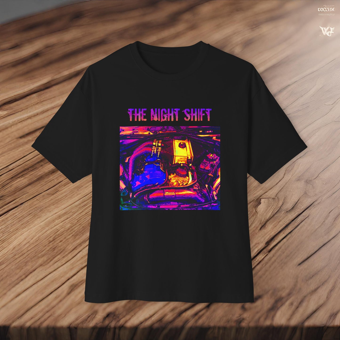 S55 Synthwave-Premium, Ultra Soft Unisex Oversized Boxy Tee Printify by The Night Shift Automotive Apparel