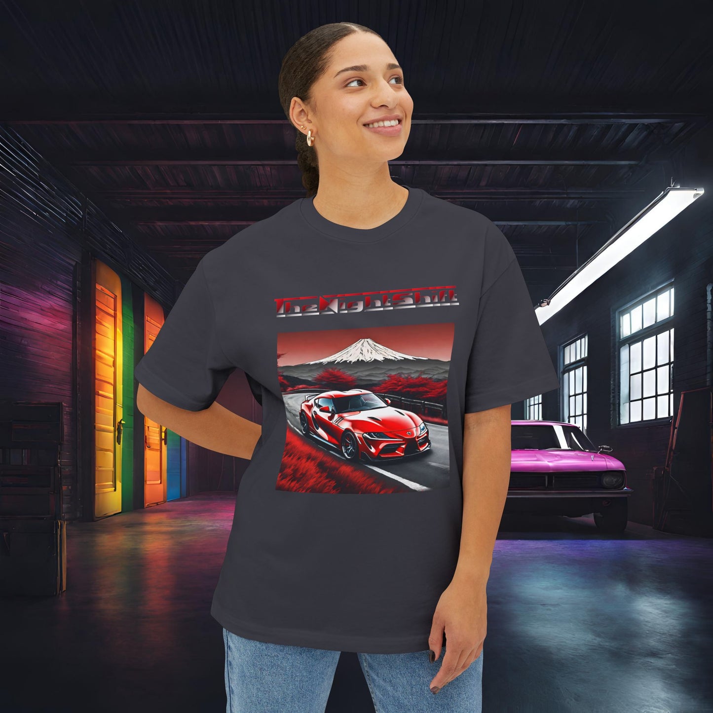Toyota Supra MK-V Mt Fuji-Premium, Ultra Soft, Unisex Oversized Boxy Tee Printify by The Night Shift Automotive Apparel