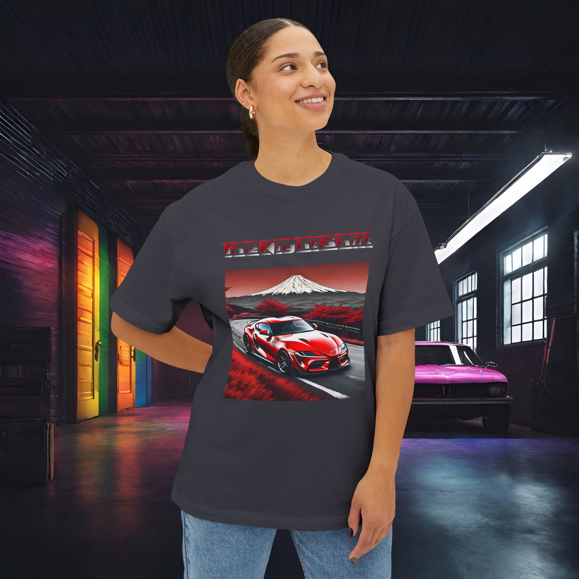 Toyota Supra MK-V Mt Fuji-Premium, Ultra Soft, Unisex Oversized Boxy Tee Printify by The Night Shift Automotive Apparel