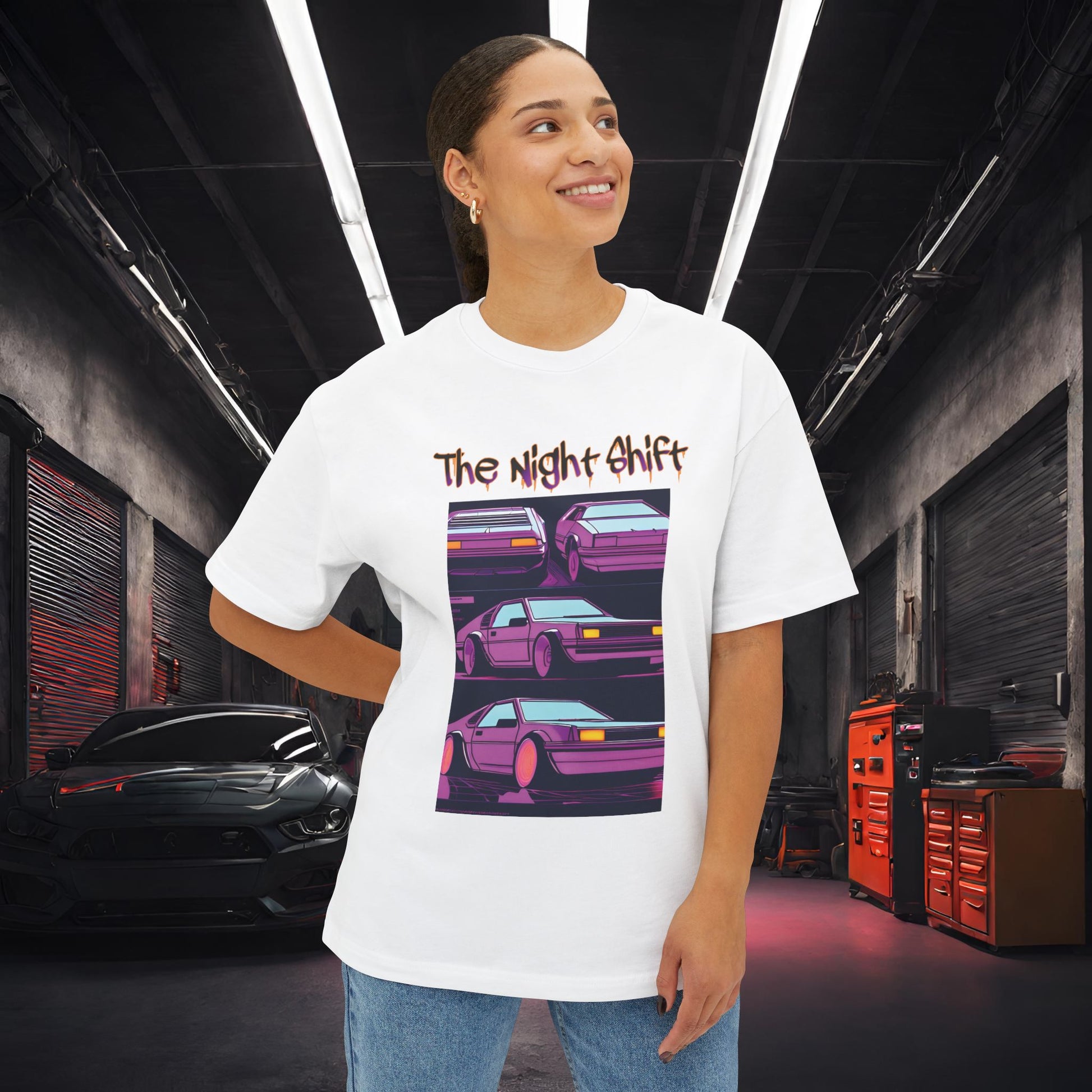 Time Warp-Premium, Ultra Soft Synthwave Unisex Oversized Boxy Tee Printify by The Night Shift Automotive Apparel