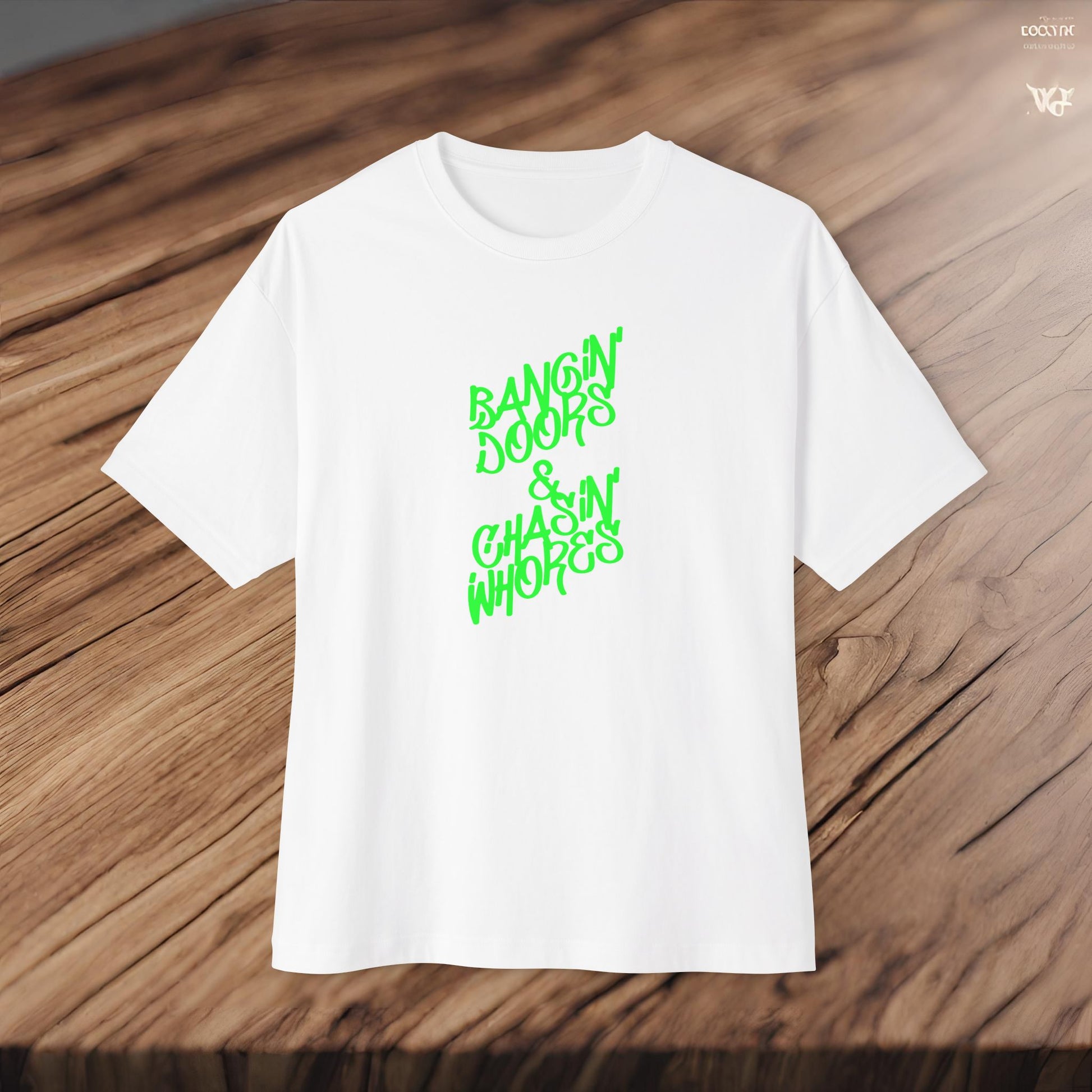 Bangin' Doors & Chasin' Whores-Premium, Ultra Soft Unisex Oversized Boxy Tee Printify by The Night Shift Automotive Apparel