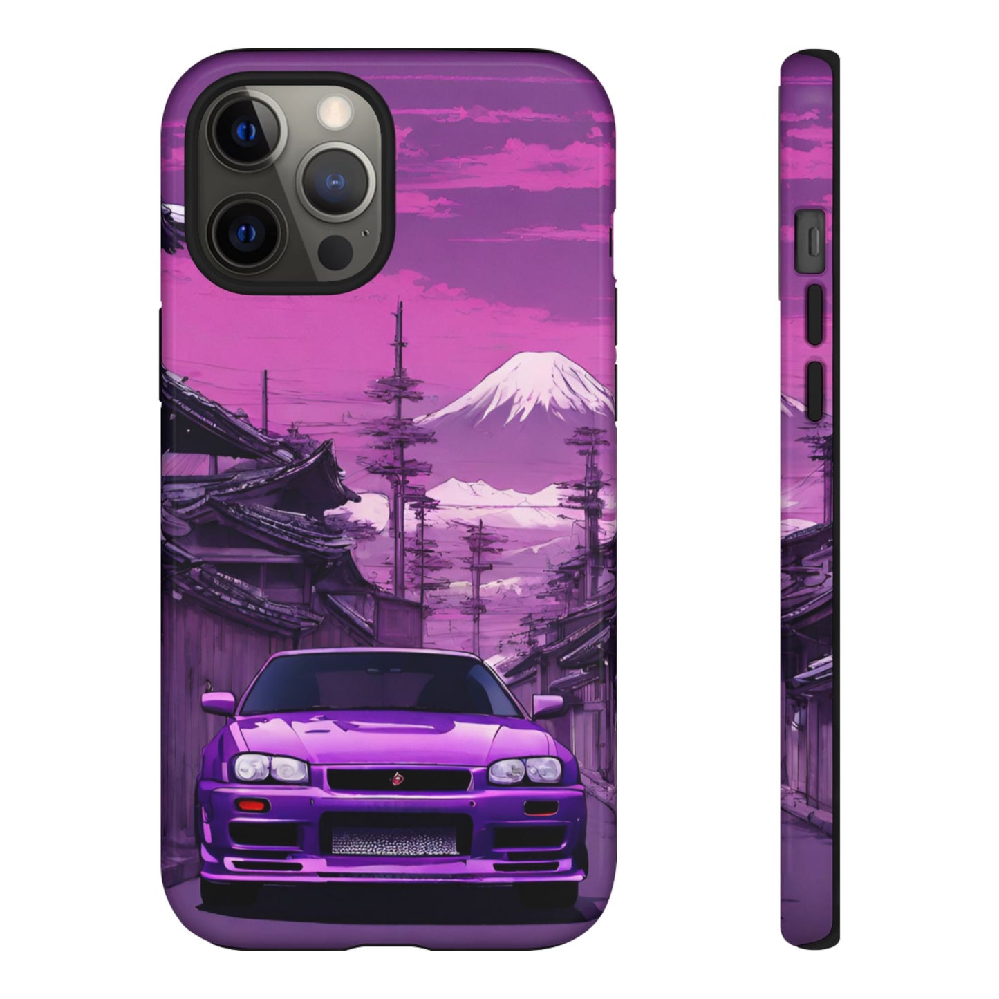 Nissan Skyline R34 Mt Fuji-Dual Layer Ultra Tough Phone Case iPhone 12 Pro Max Glossy Printify by The Night Shift Automotive Apparel