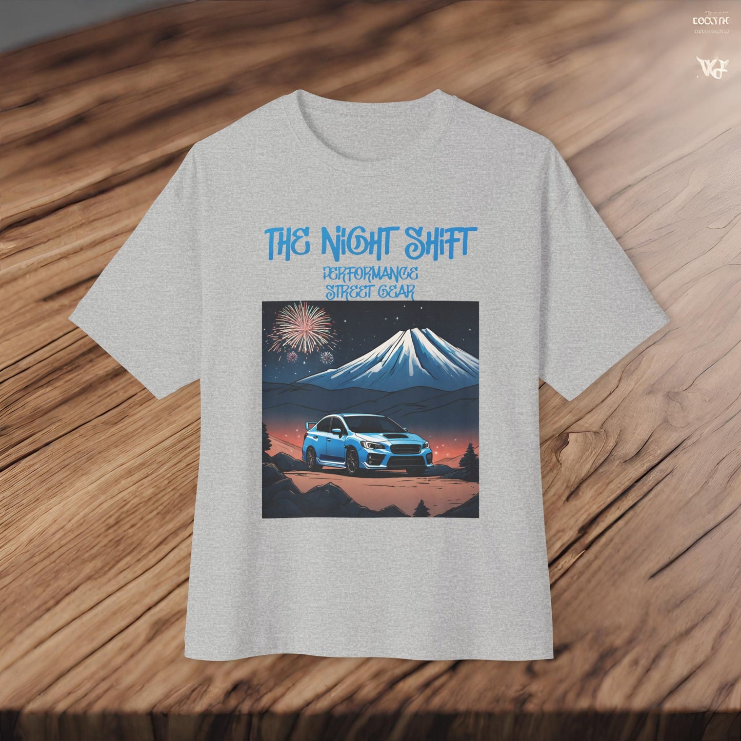 Subaru WRX/STI Fireworks In The Mountains-Premium, Ultra Soft Unisex Oversized Boxy Tee Printify by The Night Shift Automotive Apparel