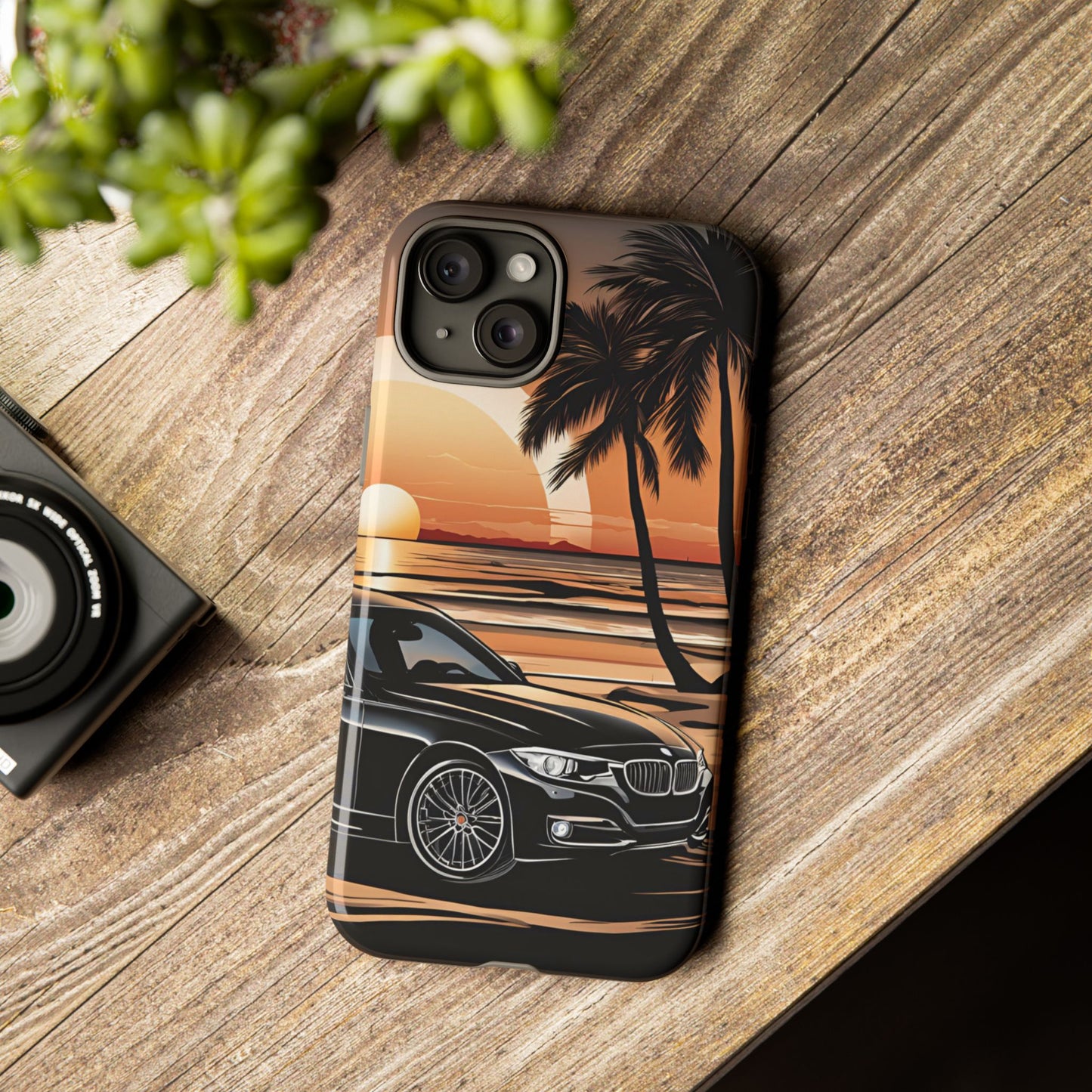 BMW Sunset On The Beach-Dual Layer Ultra Tough Phone Case iPhone 15 Plus Glossy Printify by The Night Shift Automotive Apparel