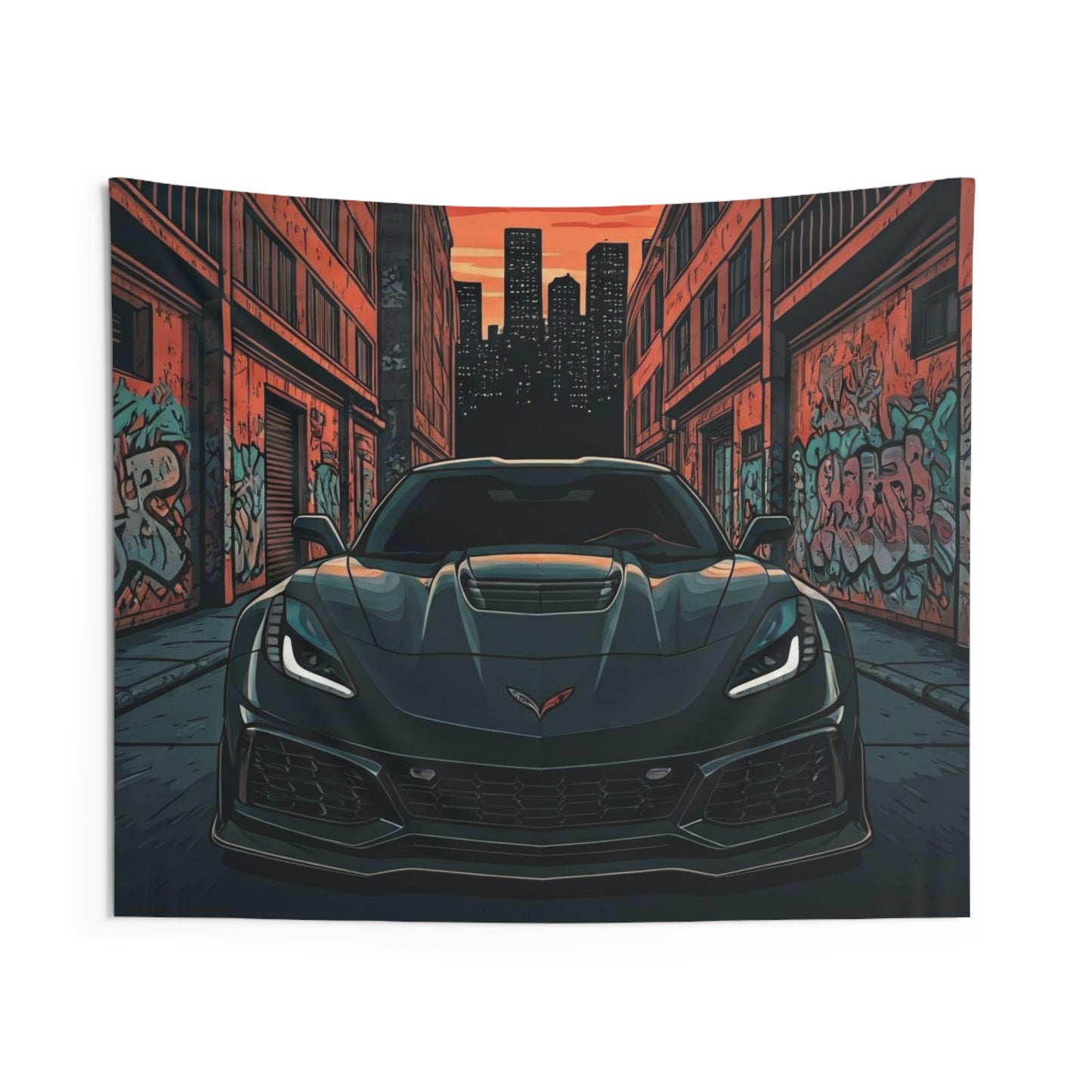 C7 Chevy Corvette Indoor Wall Tapestries - Shop Banner 60" × 50" Printify by The Night Shift Automotive Apparel