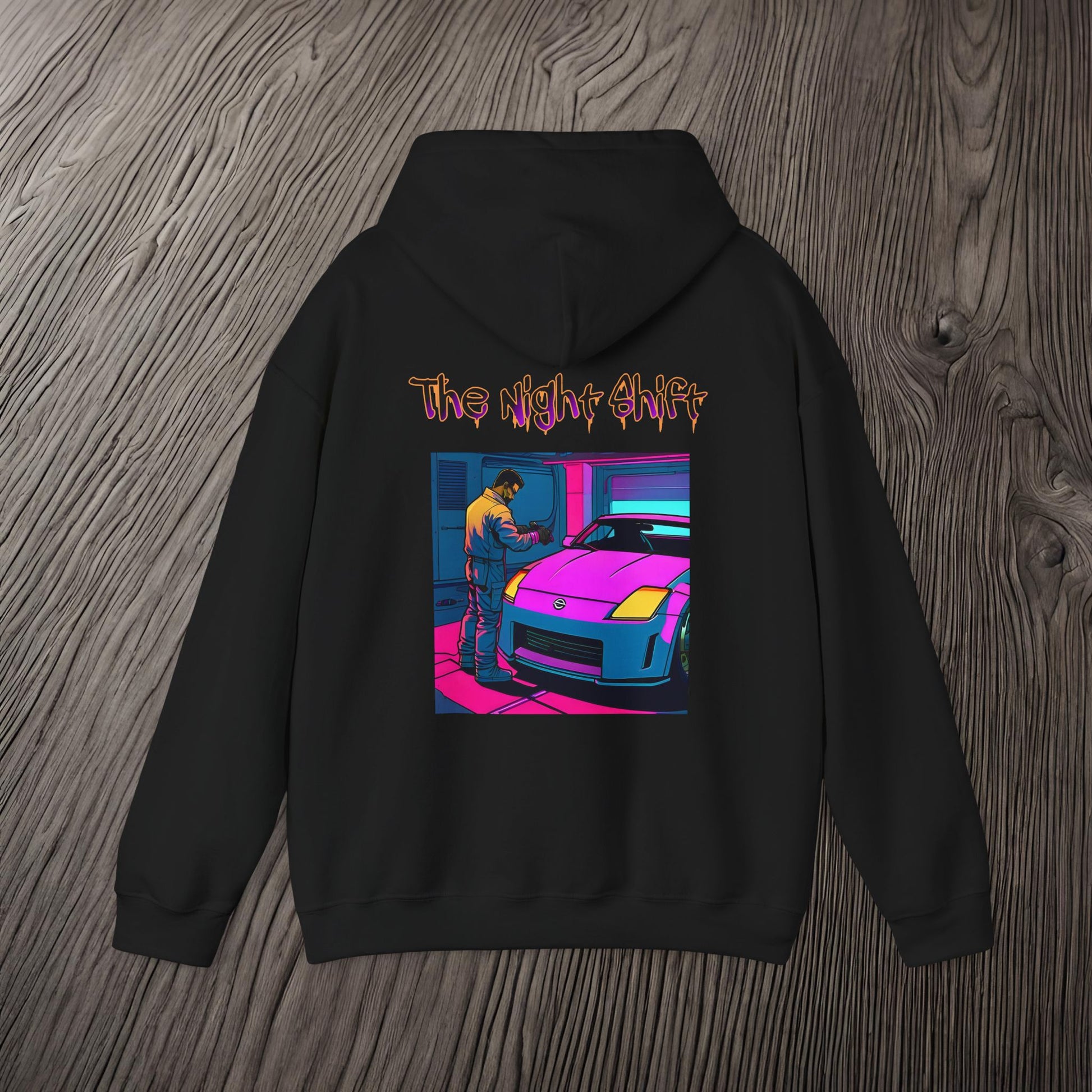 Nissan 350z Garage Queen Synthwave-Premium, Ultra Soft Unisex Hoodie Printify by The Night Shift Automotive Apparel