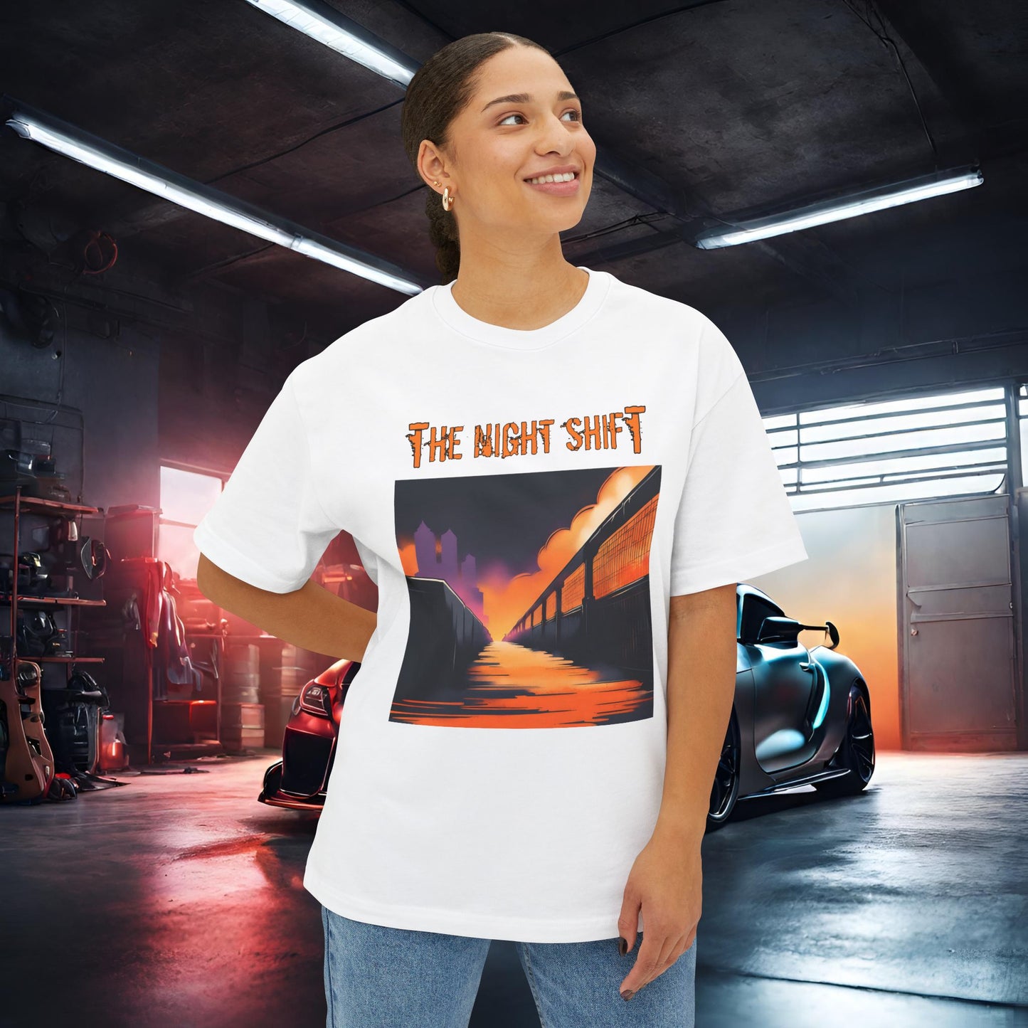 Urban Streets-Premium, Ultra Soft Unisex Oversized Boxy Tee Printify by The Night Shift Automotive Apparel