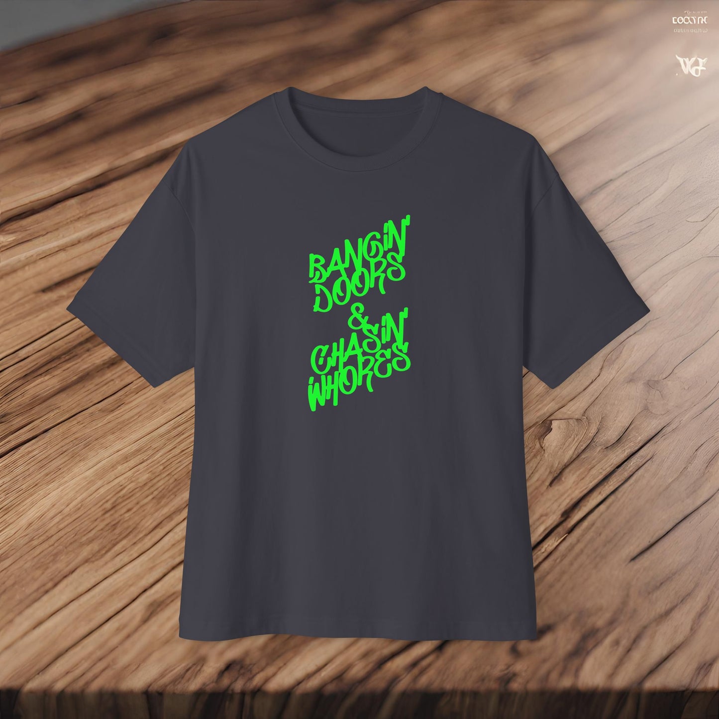 Bangin' Doors & Chasin' Whores-Premium, Ultra Soft Unisex Oversized Boxy Tee Printify by The Night Shift Automotive Apparel