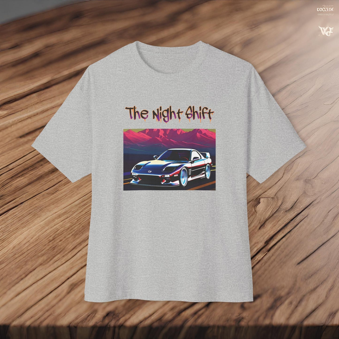 Mazda RX7 Cruising-Premium, Ultra Soft Unisex Oversized Boxy Tee Printify by The Night Shift Automotive Apparel