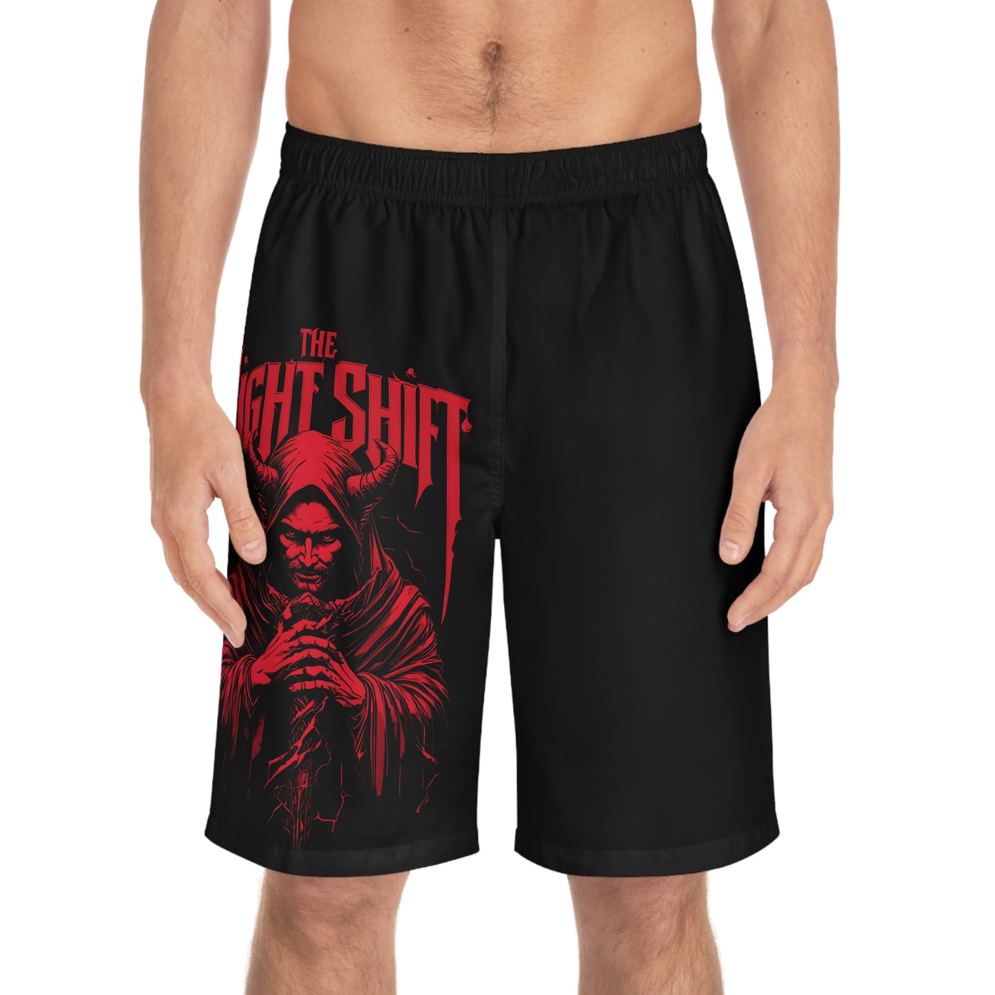The Night Shift - Men's Relaxed Fit Board Shorts Seam thread color automatically matched to design Printify by The Night Shift Automotive Apparel