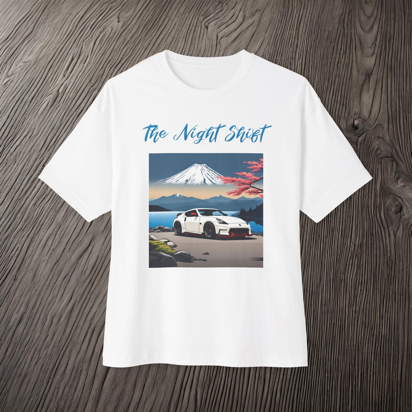 Nissan 370 Mt Fuji-Premium, Ultra Soft, Unisex Oversized Boxy Tee Printify by The Night Shift Automotive Apparel