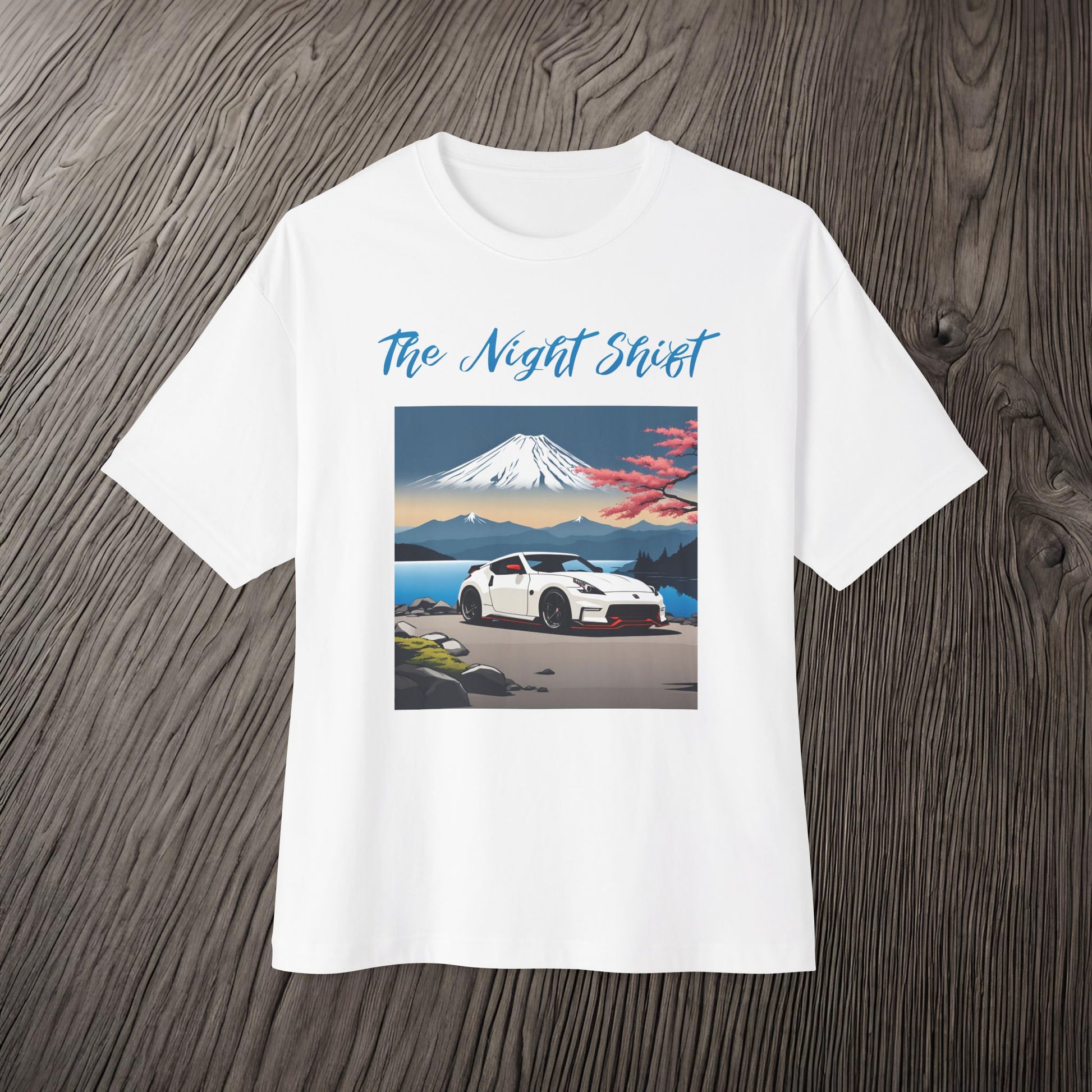 Nissan 370 Mt Fuji-Premium, Ultra Soft, Unisex Oversized Boxy Tee Printify by The Night Shift Automotive Apparel