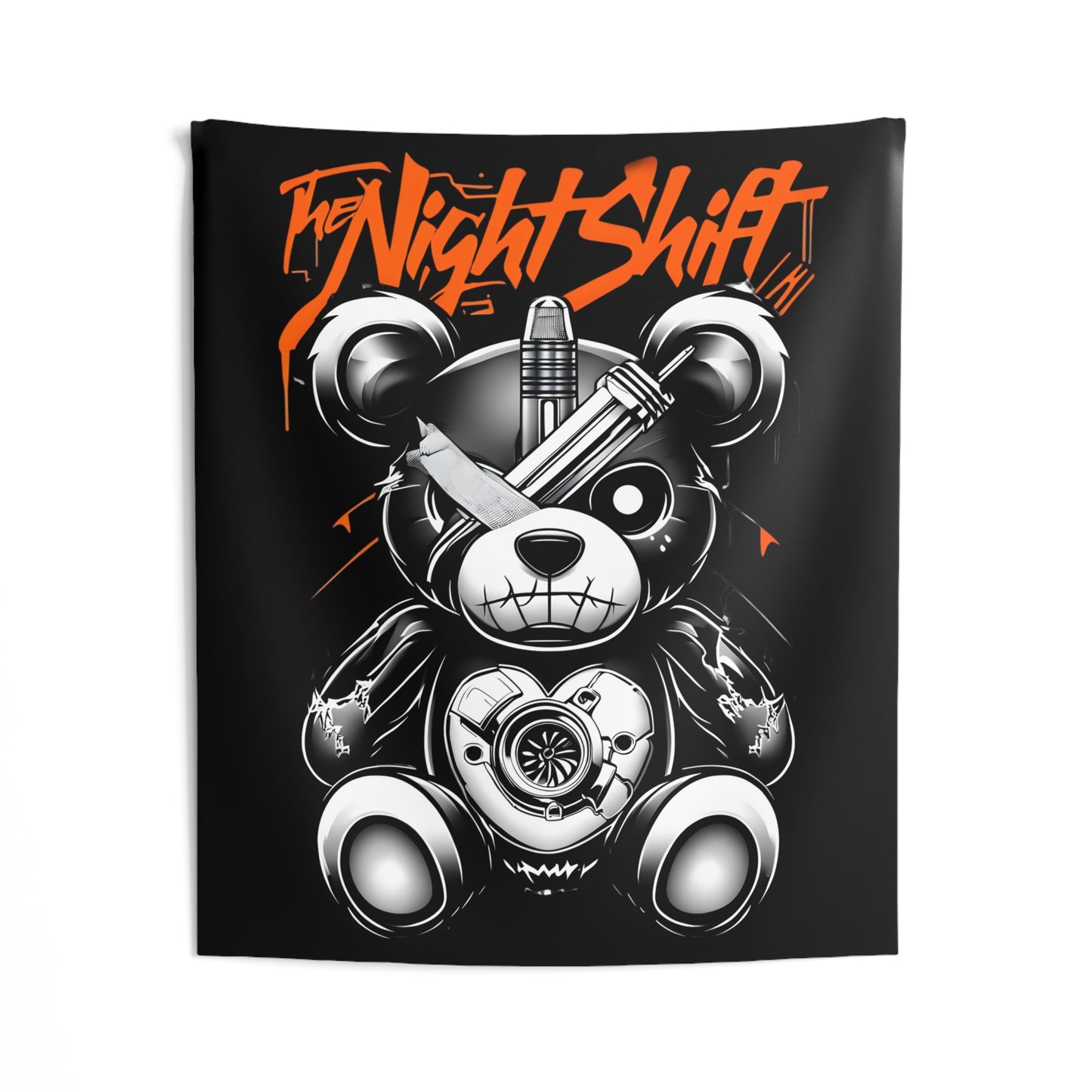 Tattered Teddy Indoor Wall Tapestries - Shop Banner 50" × 60" Printify by The Night Shift Automotive Apparel