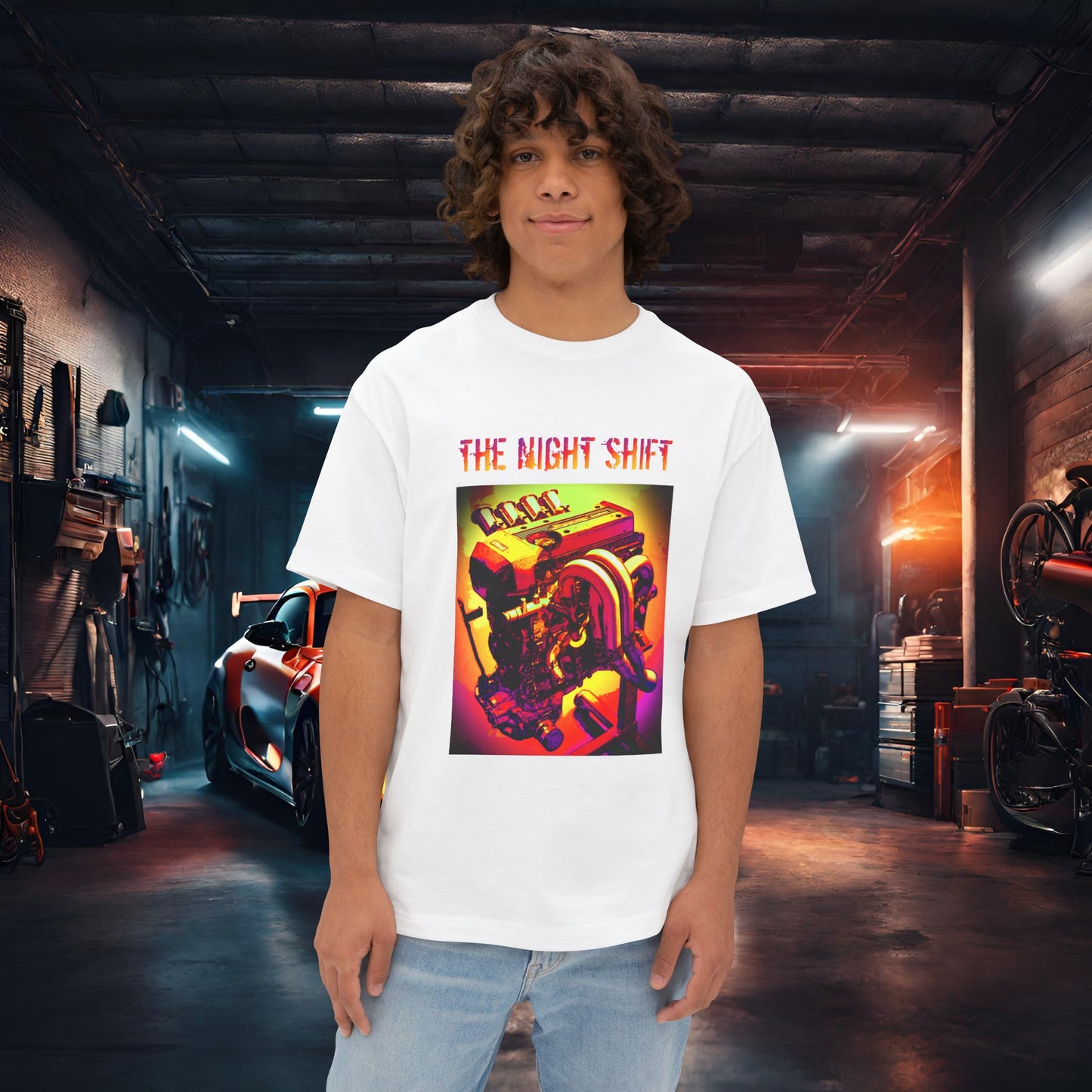 3S-GE ITB Synthwave-Premium, Ultra Soft Unisex Oversized Boxy Tee Printify by The Night Shift Automotive Apparel