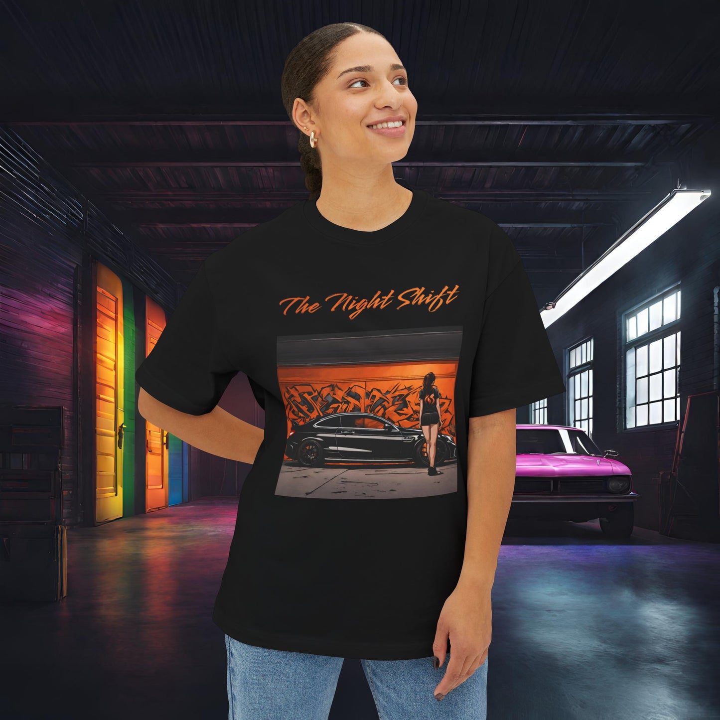Mercedes-Benz C63 AMG Graffiti-Premium, Ultra Soft Unisex Oversized Boxy Tee Printify by The Night Shift Automotive Apparel