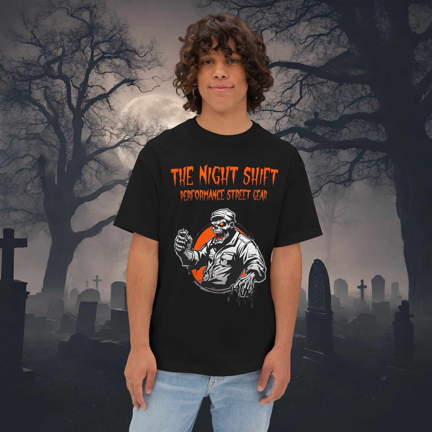 Train Conductor-Premium, Ultra Soft Unisex Oversized Boxy Tee Black Printify by The Night Shift Automotive Apparel