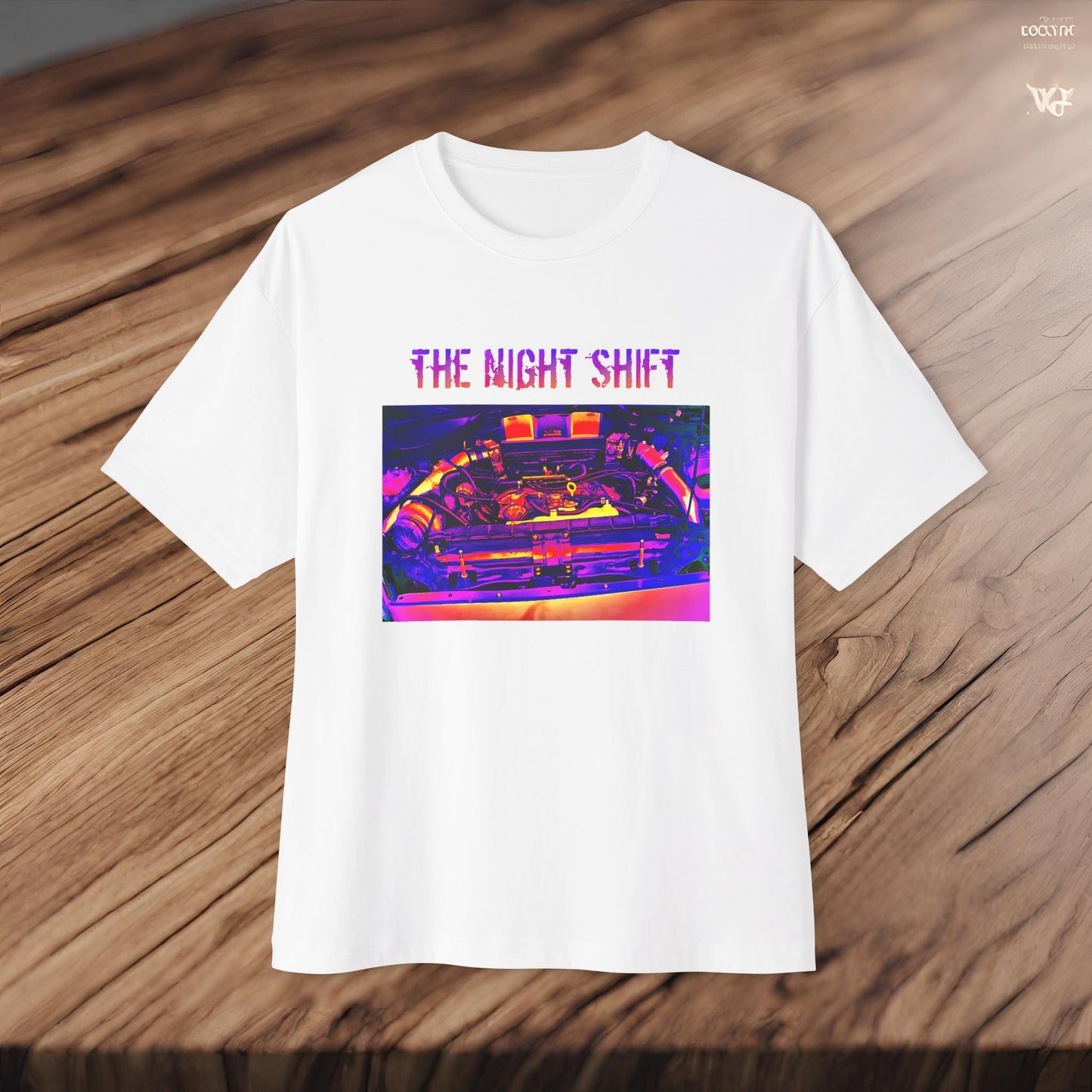 VQ37VHR Single Turbo-Premium, Ultra Soft Synthwave Unisex Oversized Boxy Tee Printify by The Night Shift Automotive Apparel