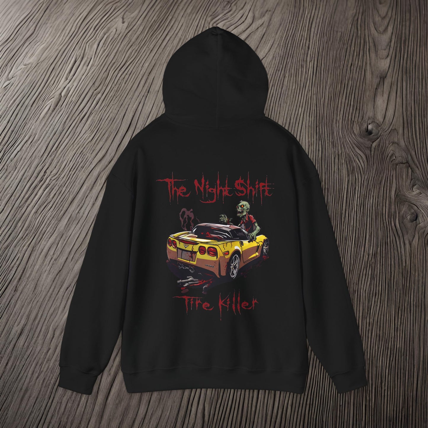 Tire Killer Zombie Corvette-Ultra Soft, Premium Hoodie Printify by The Night Shift Automotive Apparel