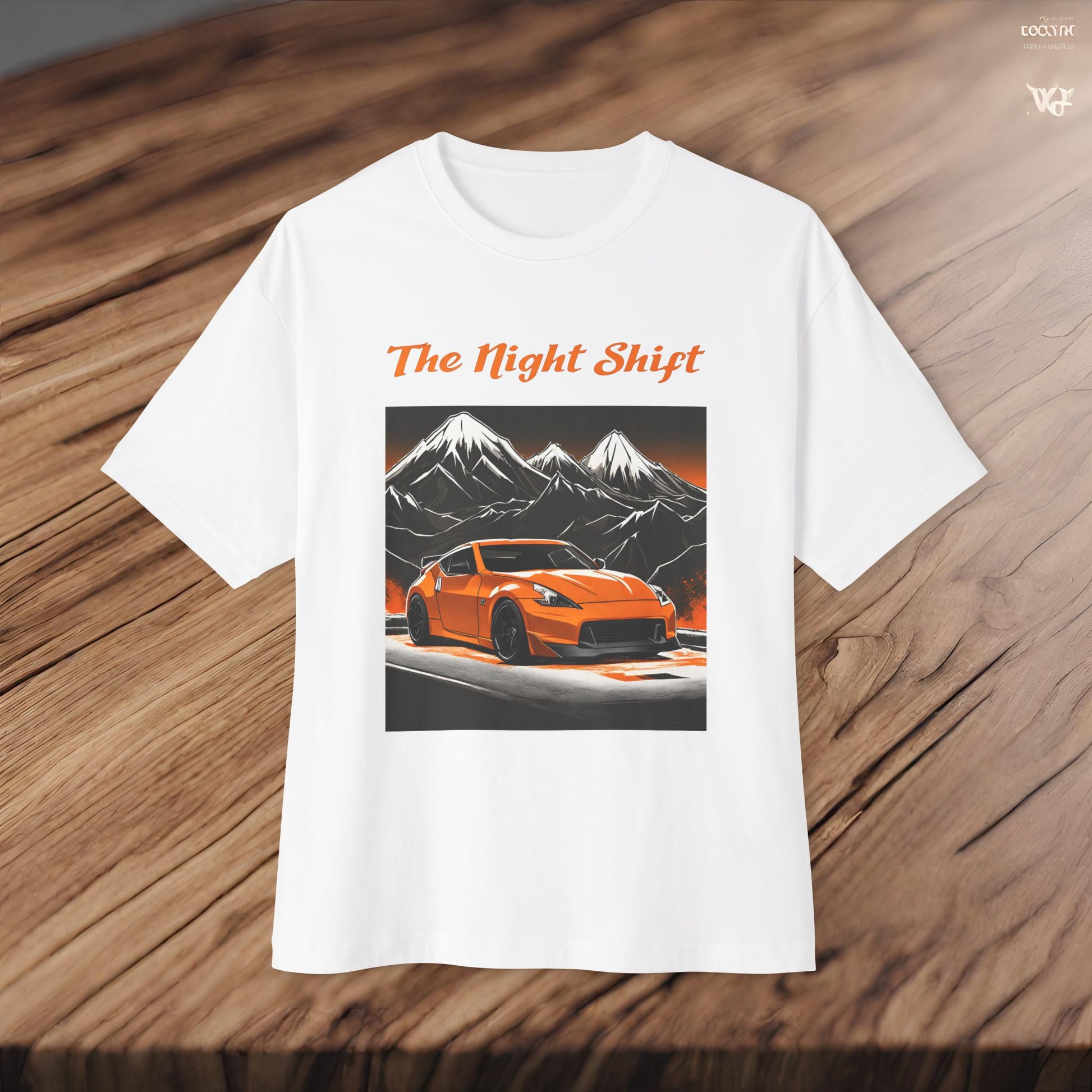 Nissan 370 Mountains-Premium, Ultra Soft, Unisex Oversized Boxy Tee Printify by The Night Shift Automotive Apparel