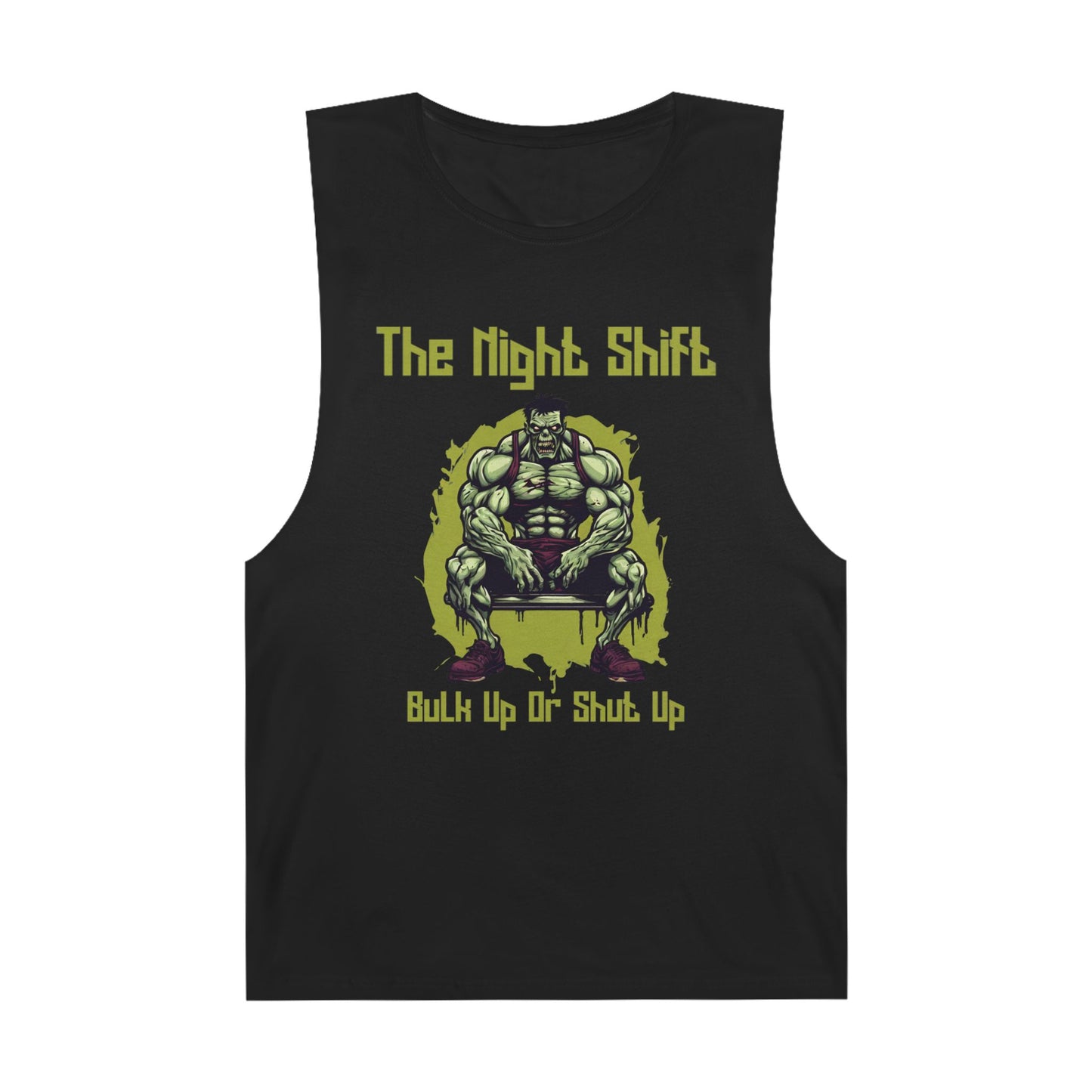 Bulk Up or Shut Up - Zombie Power Lifter - Premium Unisex Barnard Tank Top Black Printify by The Night Shift Automotive Apparel