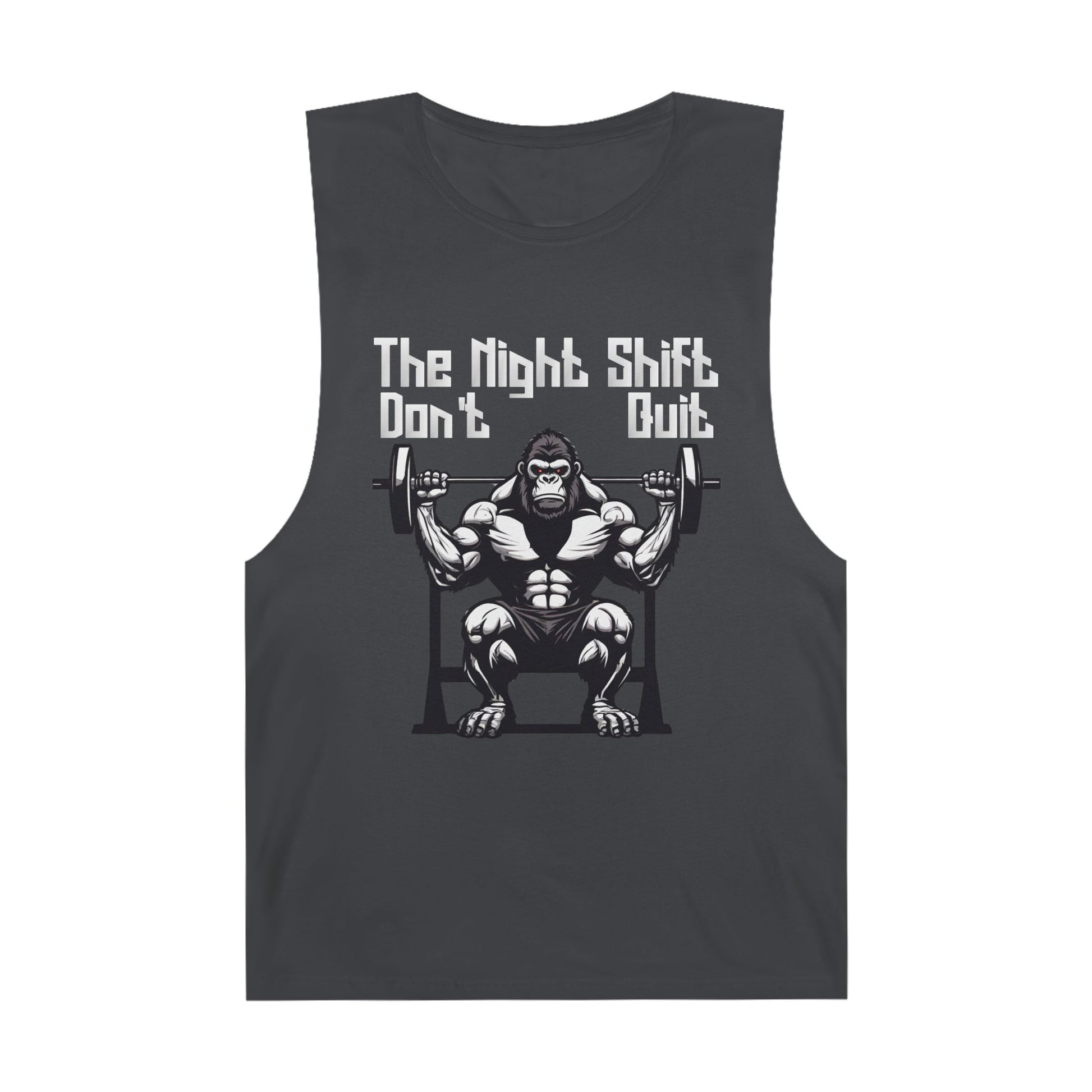 Don't Quit - Gorilla Body Builder - Premium Unisex Barnard Tank Top Coal Printify by The Night Shift Automotive Apparel