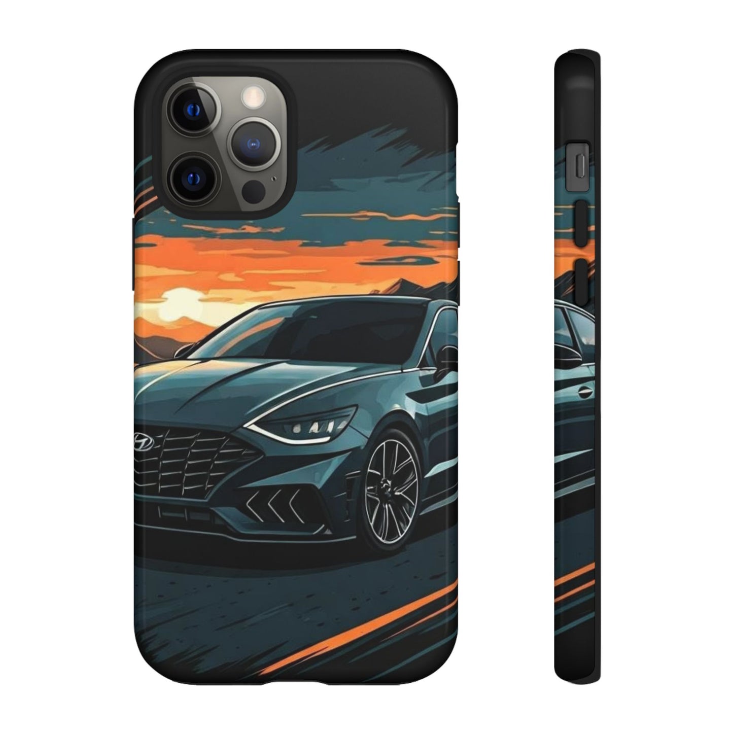 Hyundai Sonata-Sunset Drive-Dual Layer Ultra Tough Phone Case iPhone 12 Pro Glossy Printify by The Night Shift Automotive Apparel