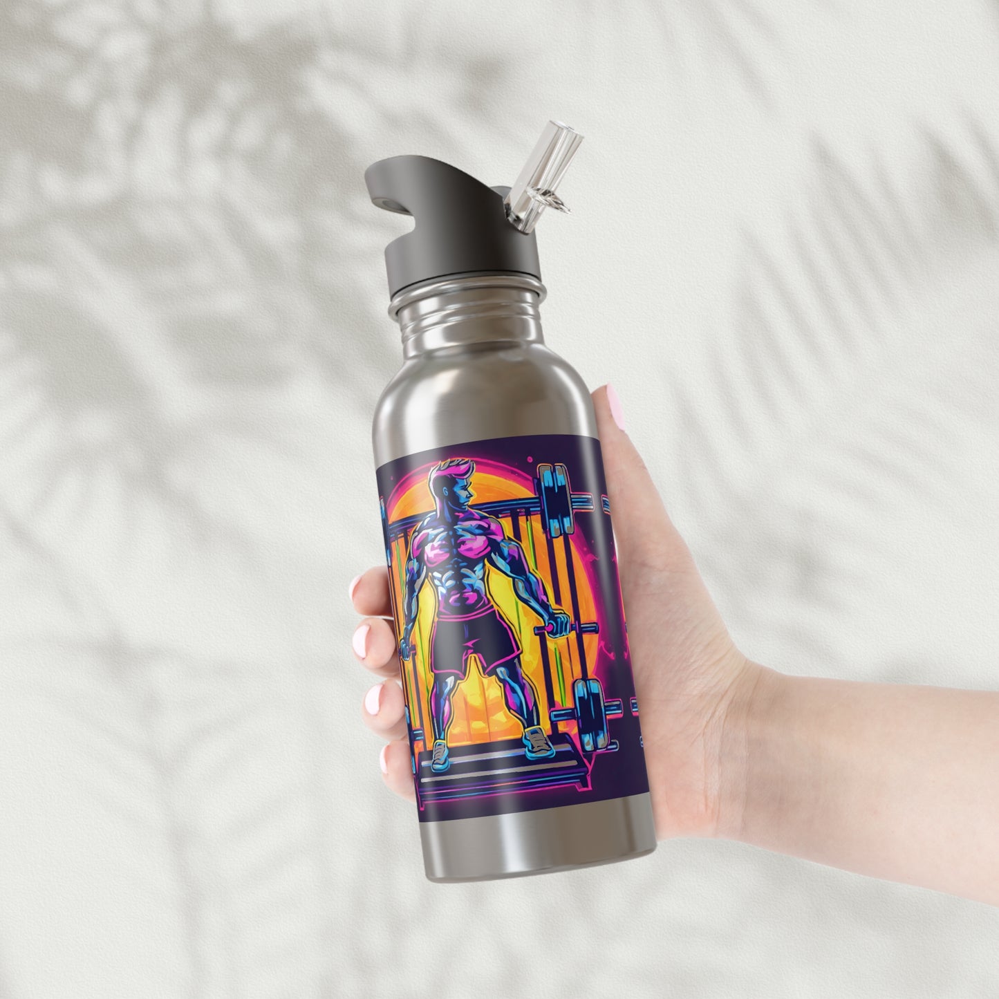 Stainless Steel Water Bottle With Straw, 20oz Printify by The Night Shift Automotive Apparel