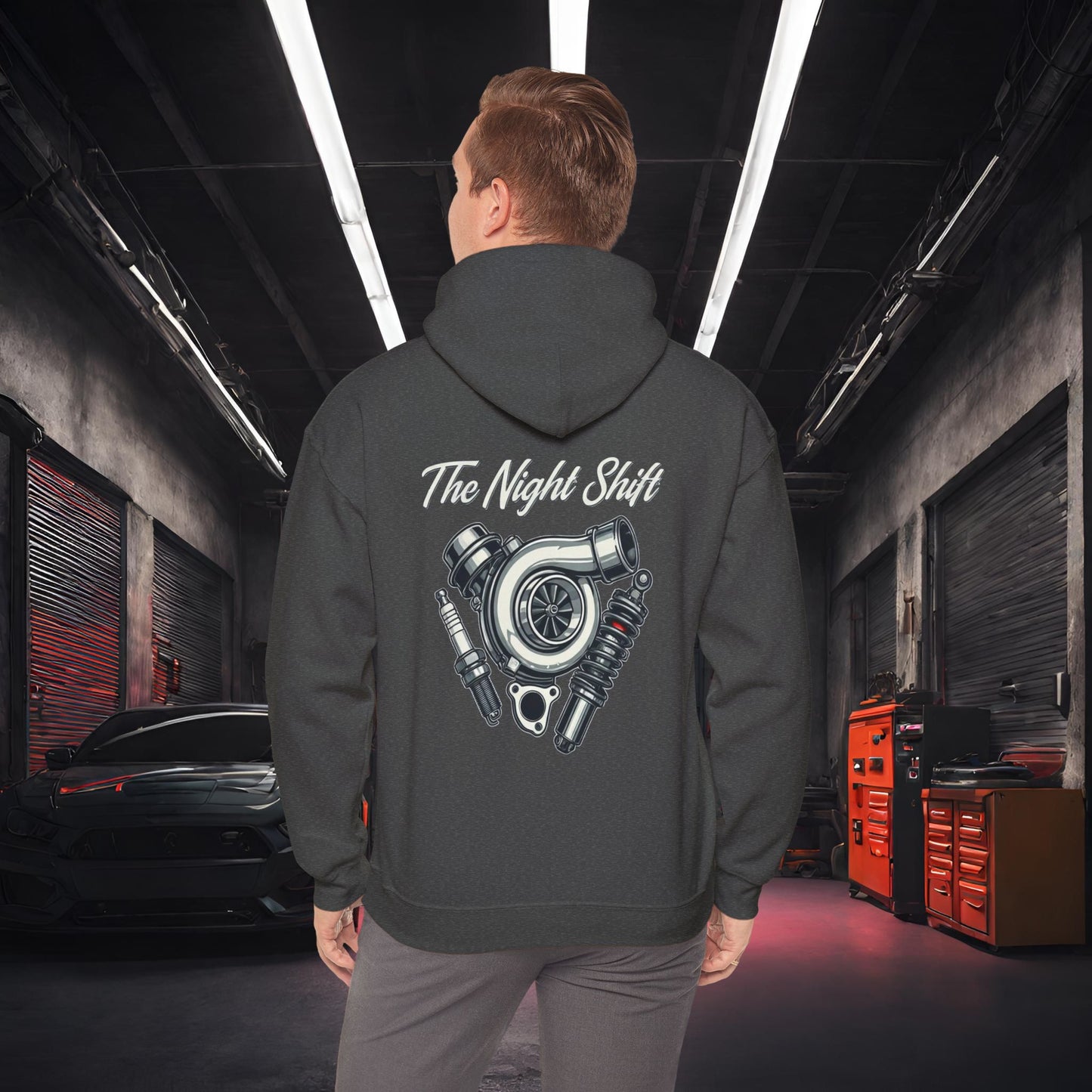 The Night Shift Essentials-Ultra Soft, Premium Hoodie Dark Heather Printify by The Night Shift Automotive Apparel