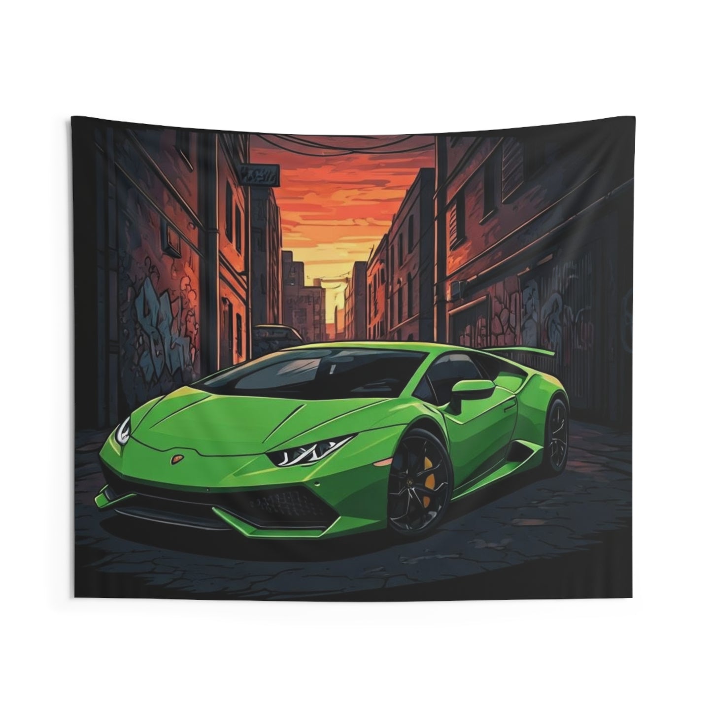Lamborghini Huracan Indoor Wall Tapestries - Shop Banner 60" × 50" Printify by The Night Shift Automotive Apparel