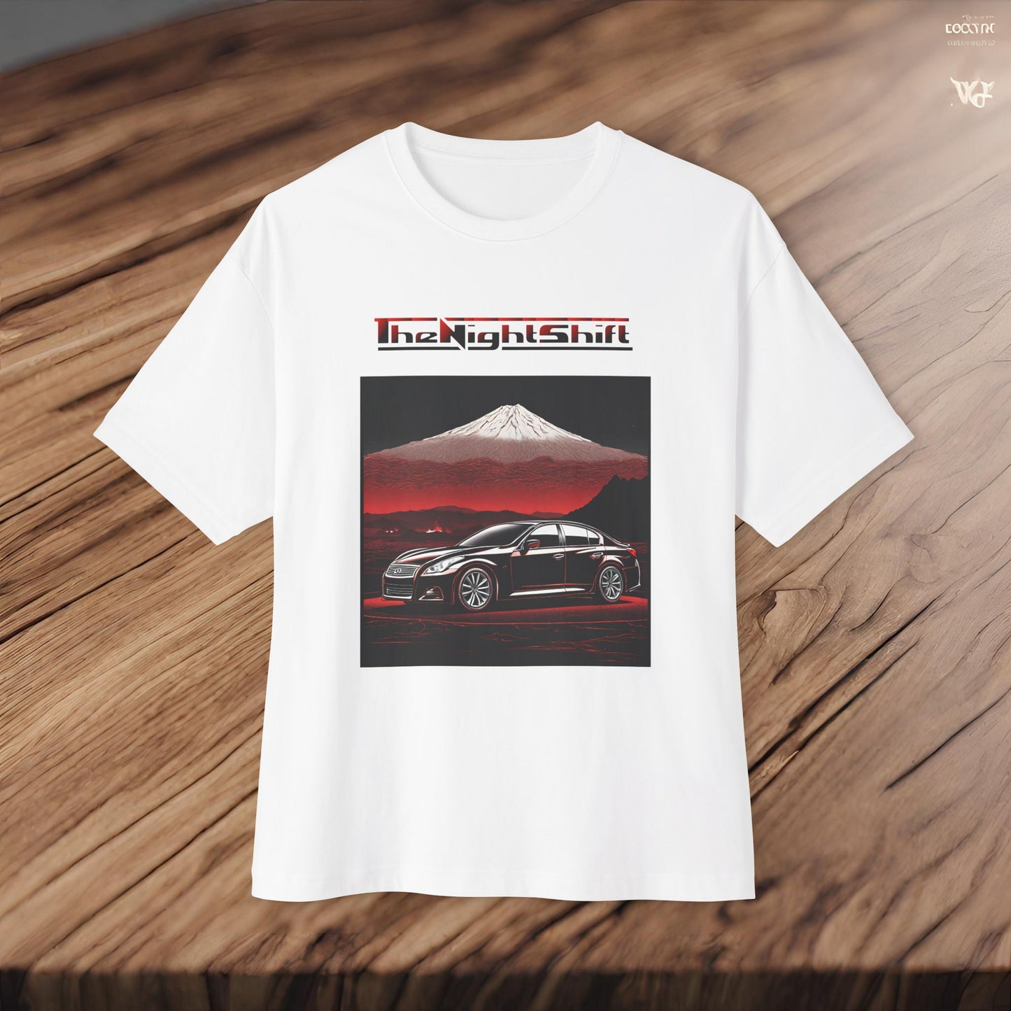 Infiniti G37 Sedan Mt Fuji-Premium, Ultra Soft, Unisex Oversized Boxy Tee Printify by The Night Shift Automotive Apparel