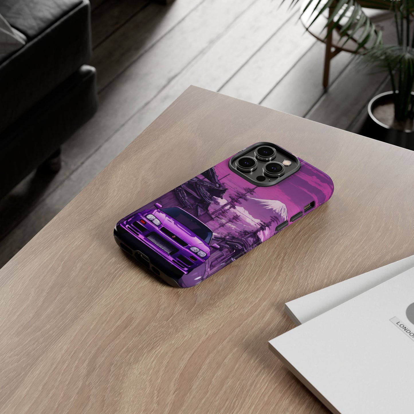 Nissan Skyline R34 Mt Fuji-Dual Layer Ultra Tough Phone Case iPhone 14 Pro Glossy Printify by The Night Shift Automotive Apparel